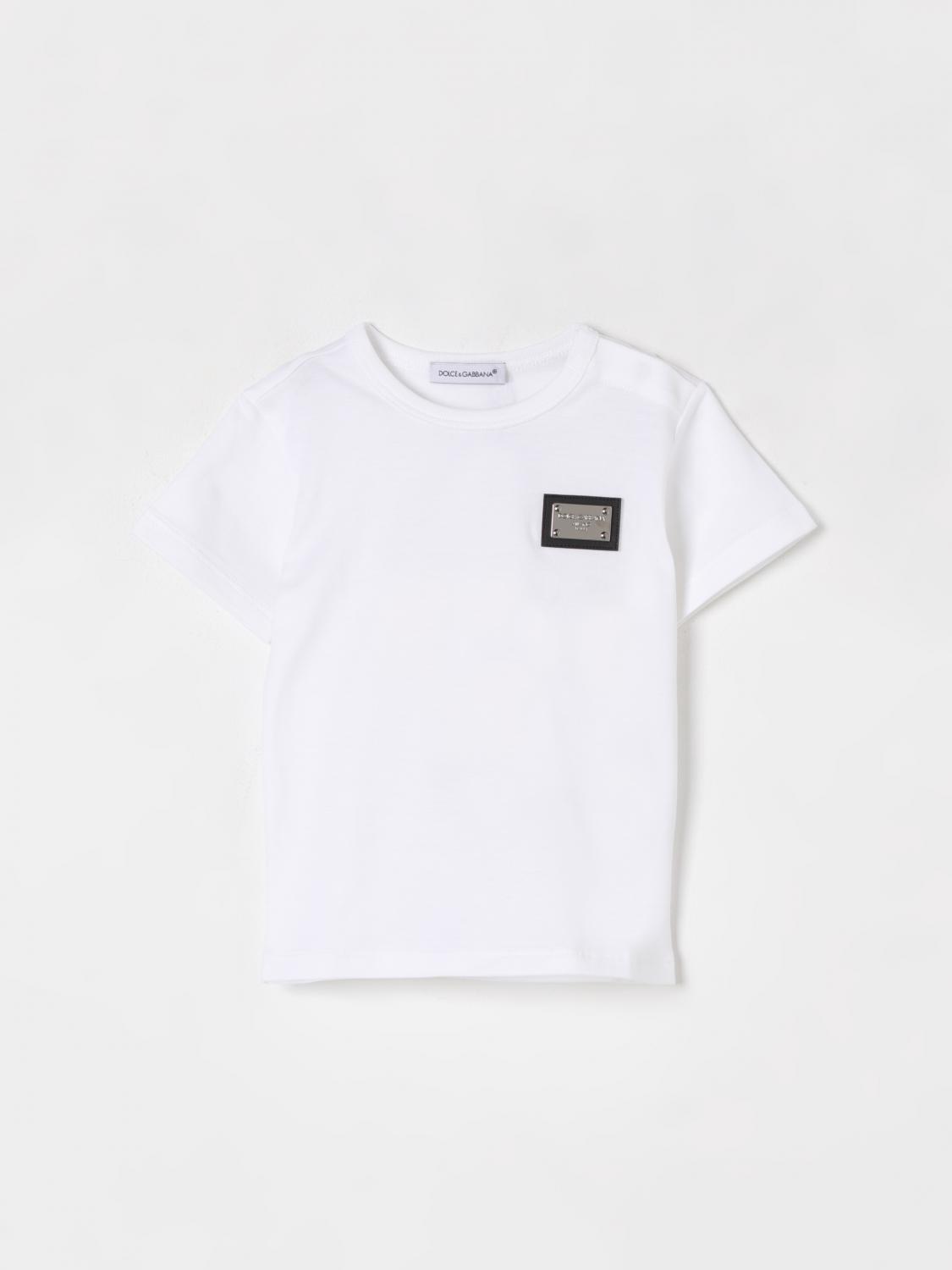 Dolce & Gabbana T-shirt Aus Baumwolljersey Mit Logodruck In White