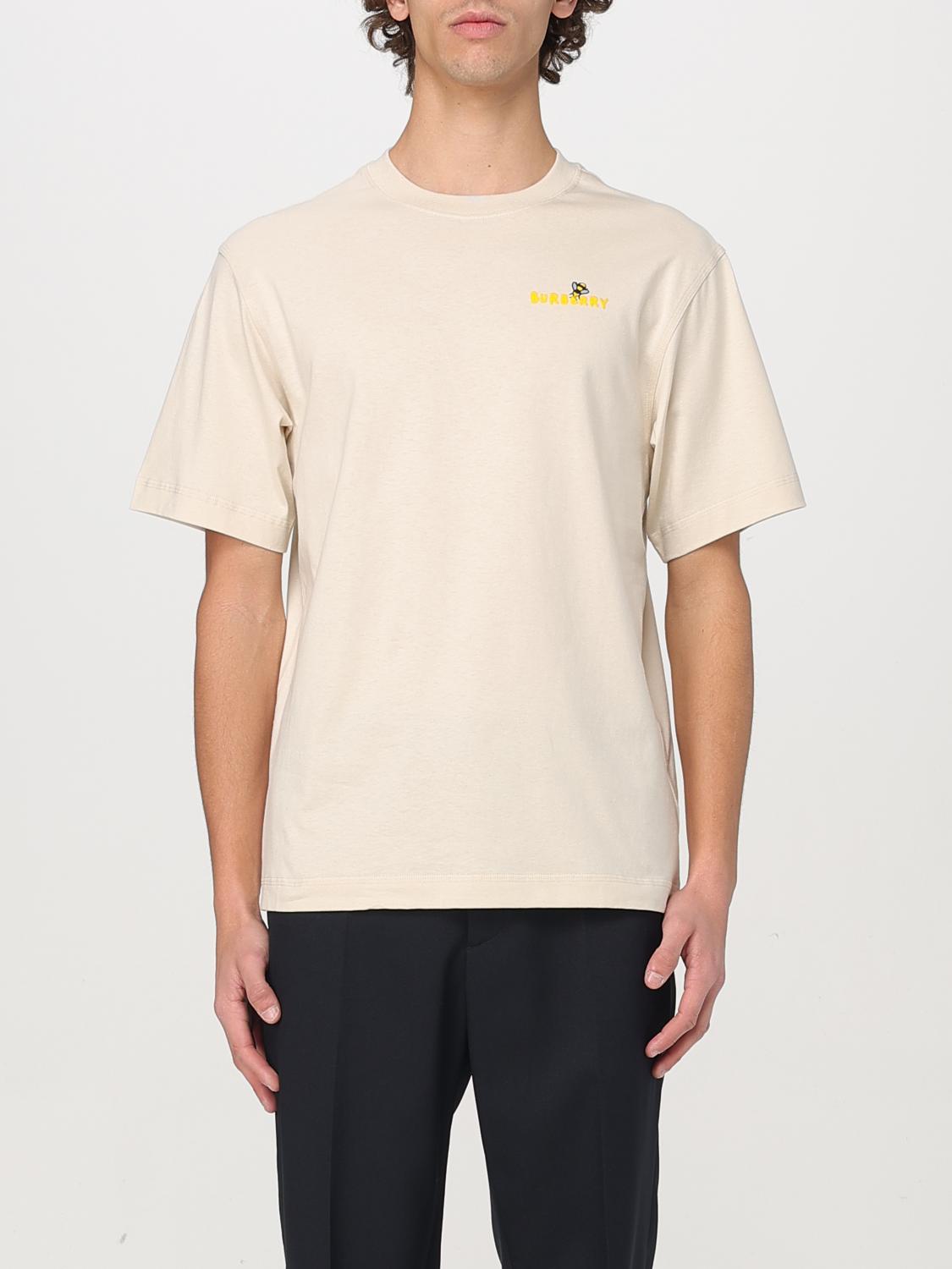 Burberry Beige T-shirt With Maxi Bee Print On The Back In Cotton Man In Blue