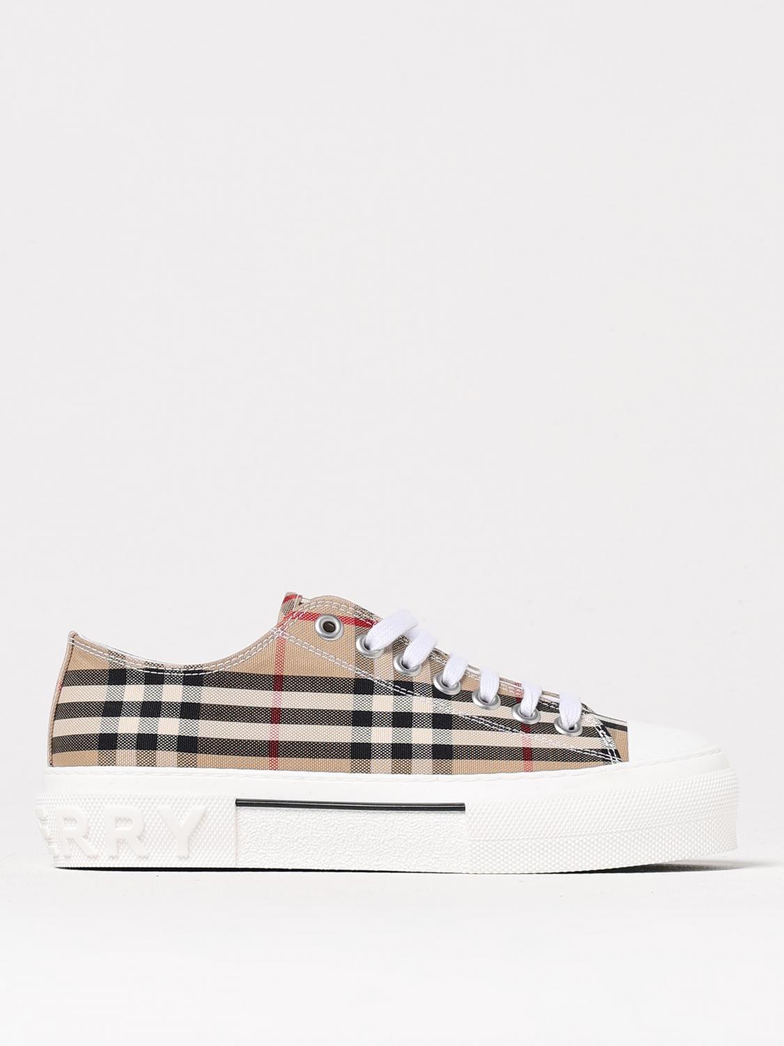 Burberry Women Vintage Check Cotton Sneakers In Beige