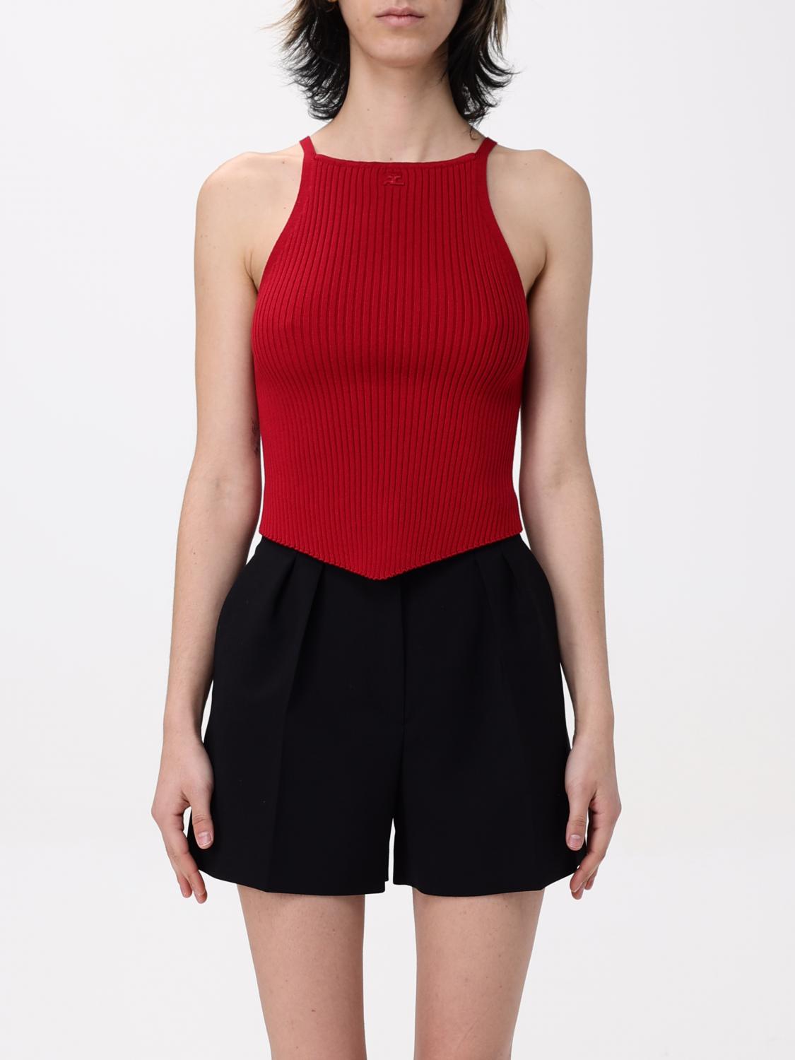Shop Courrèges Top Woman Color Red
