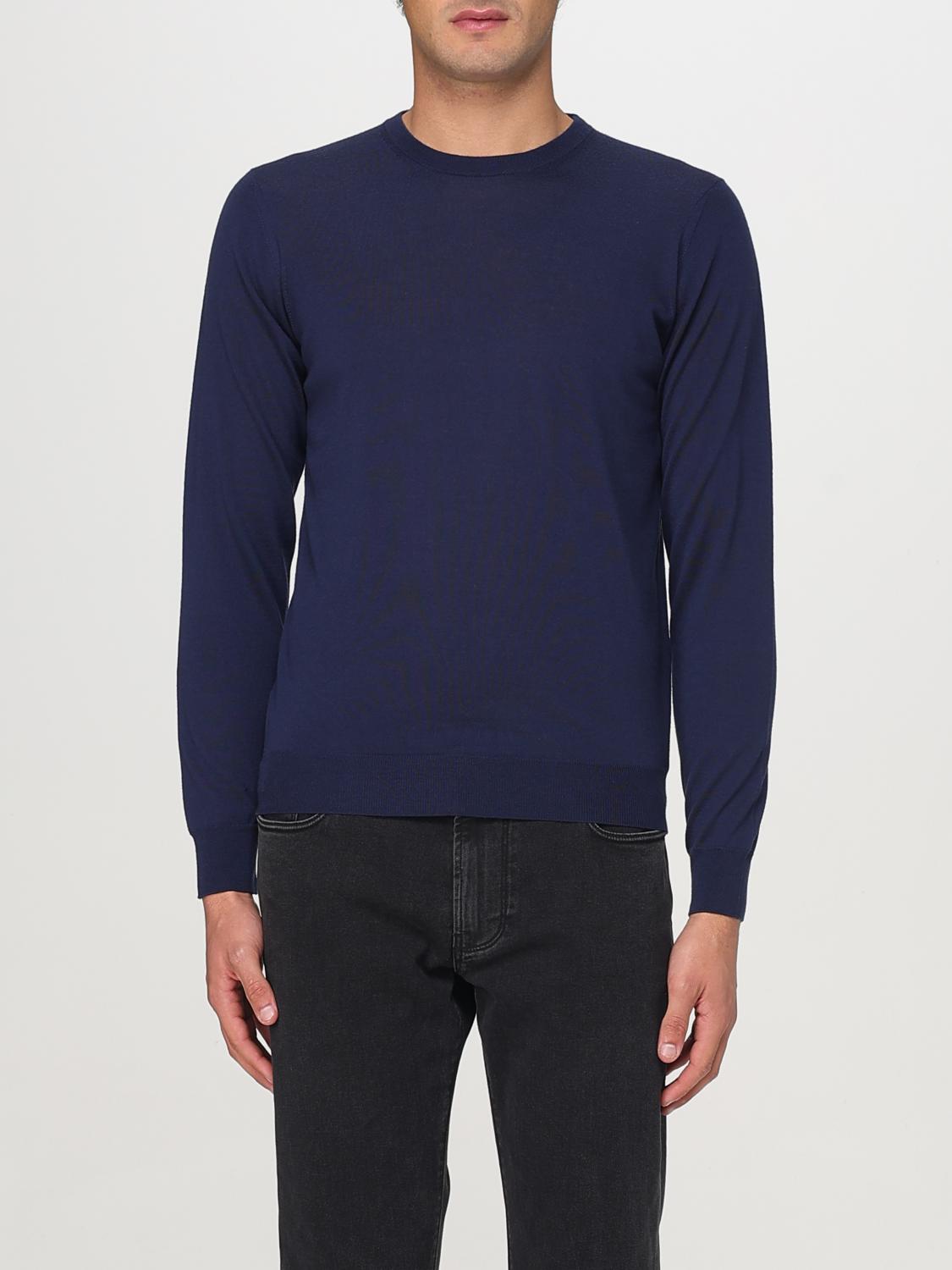 Drumohr Smooth Knit Blue Sweater With Ribbed Cuffs In Royal Blue