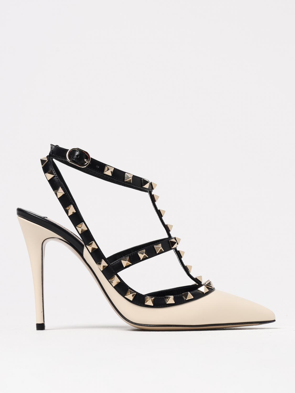 Valentino Garavani Valentino Rockstud 100 Leather Pumps In Black And White