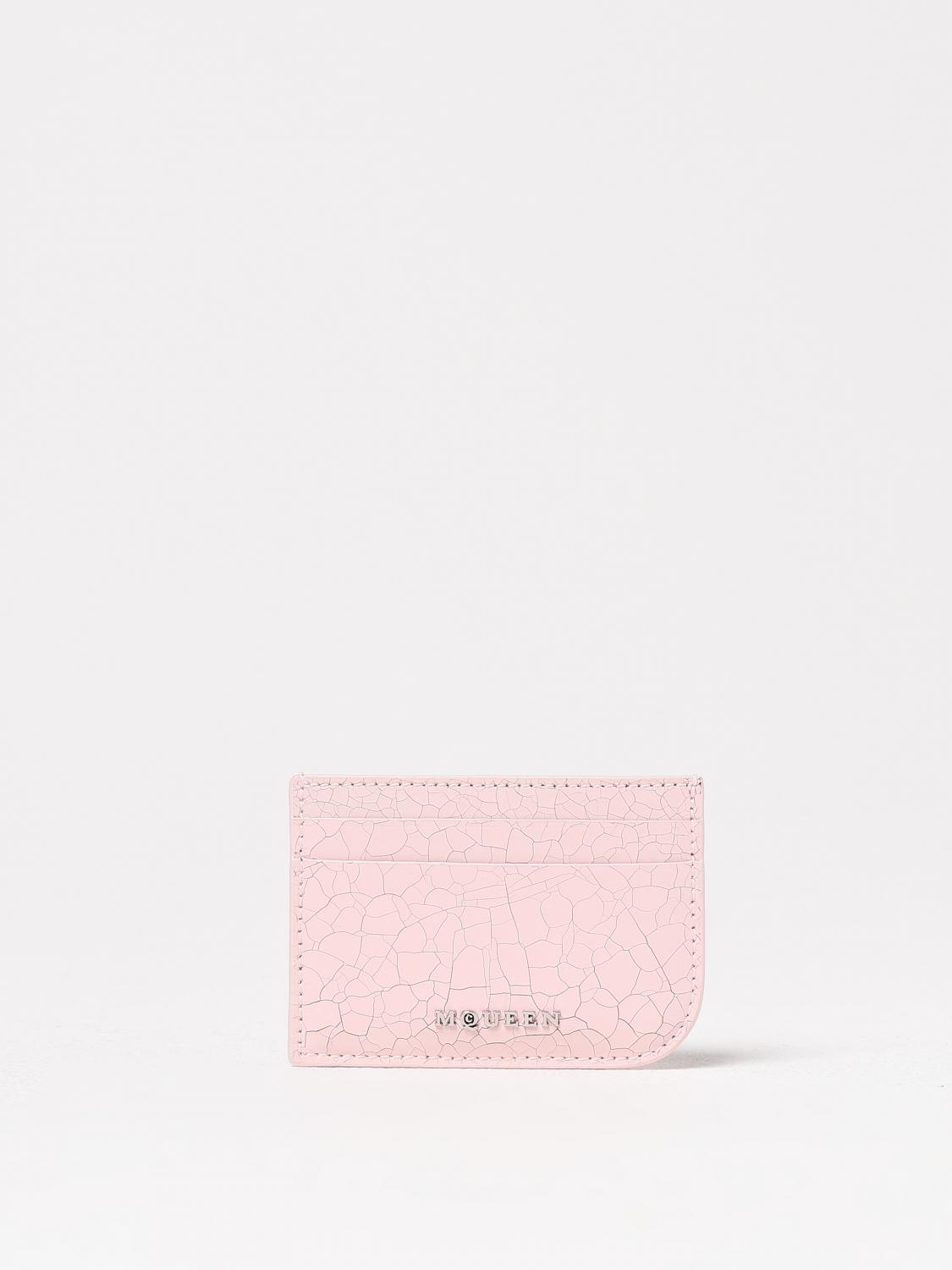 Alexander Mcqueen Cracked-effect Cardholder In Pink