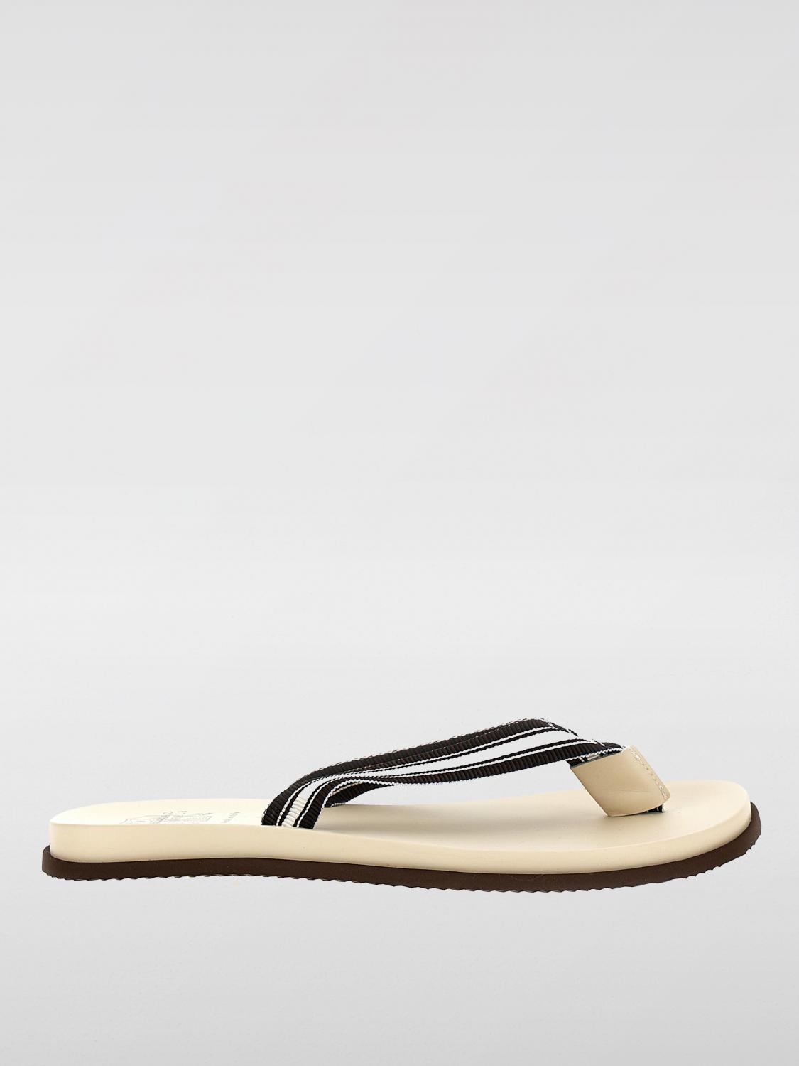 Brunello Cucinelli Ivory Pool Slides In Multicolor