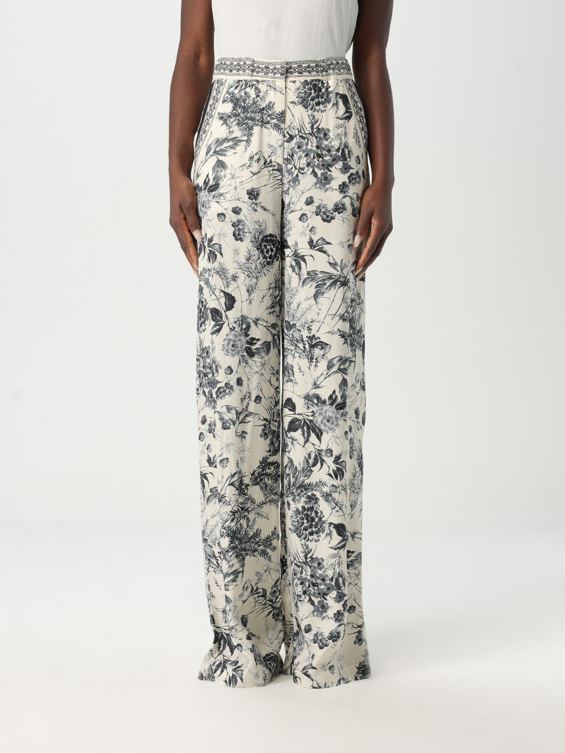 Simona Corsellini Wide-leg Trousers With Floral Print In Black