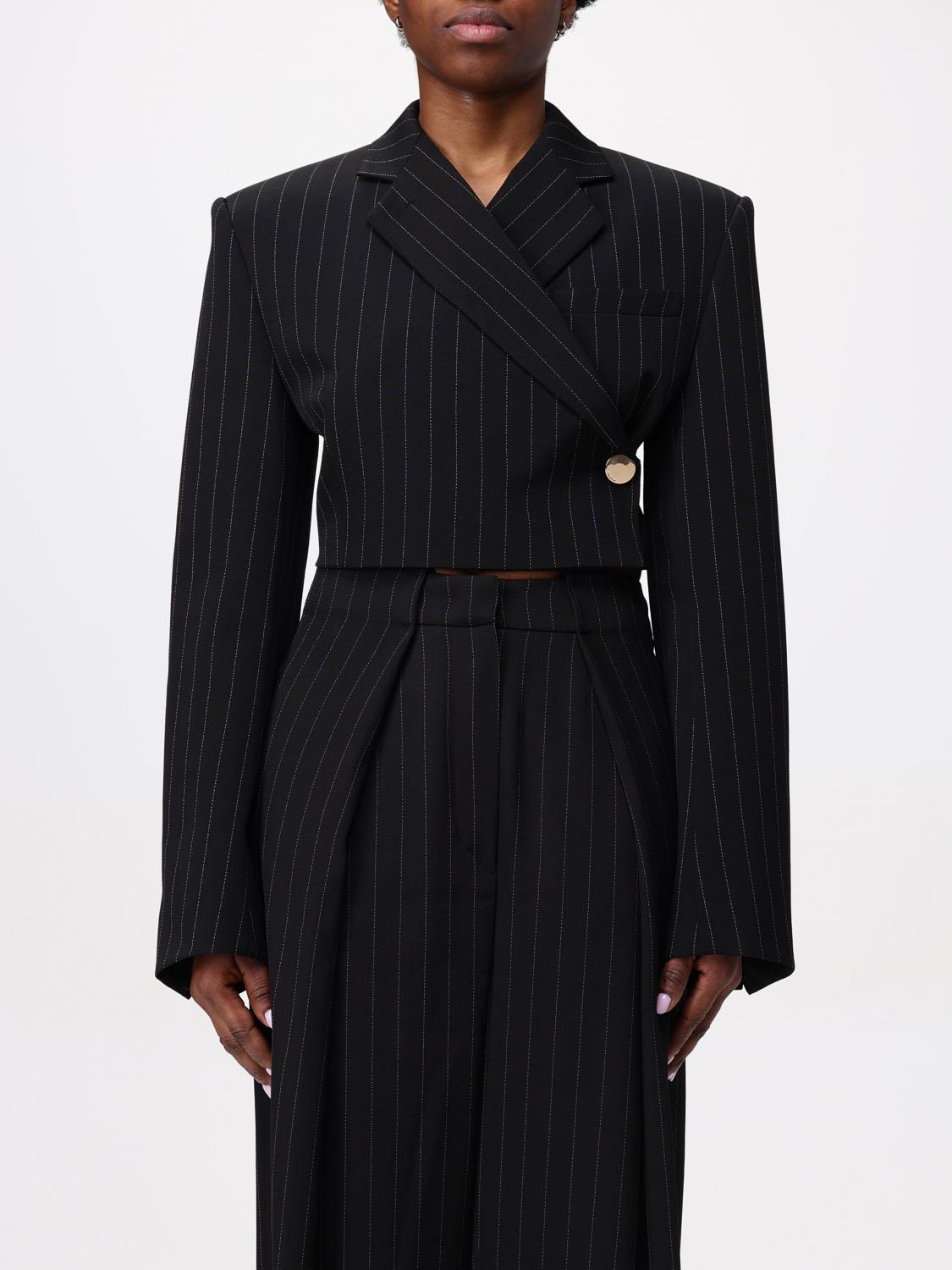 Sportmax Utopia Pinstripe Cropped Blazer In Black