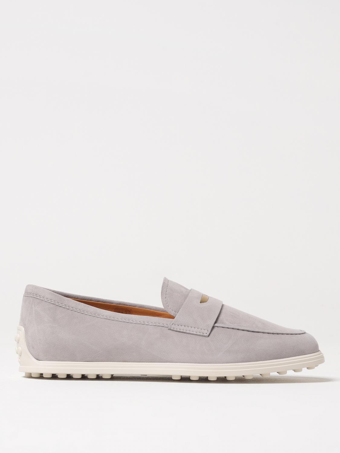 Tod's Lace-up Suede Almond Toe Rubber Sole Shoes In Grey