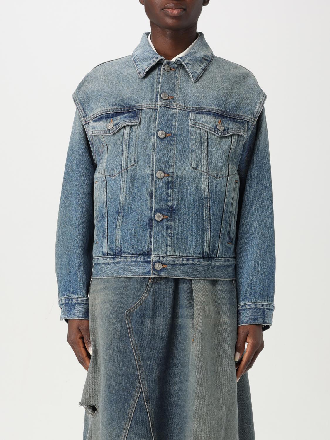 Mm6 Maison Margiela Mm6 By Maison Margiela Cut-out Denim Jacket With Unique Sleeve Details In Blue