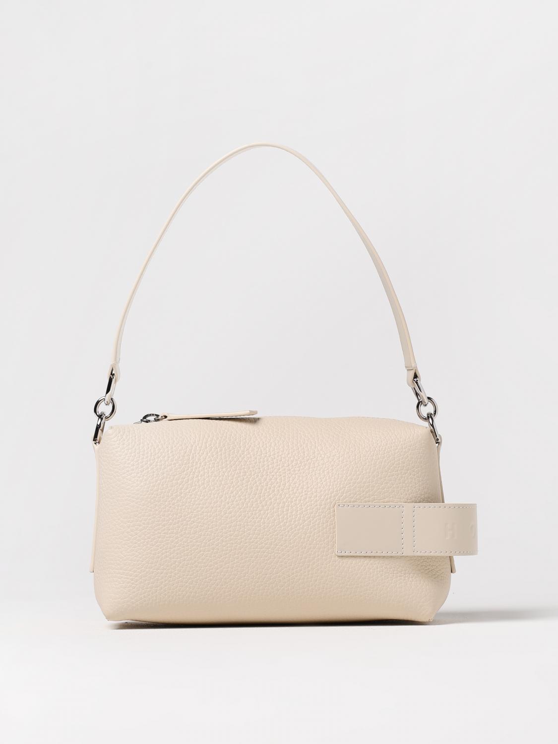Hogan Script Bauletto Leather Shoulder Bag In Ivory