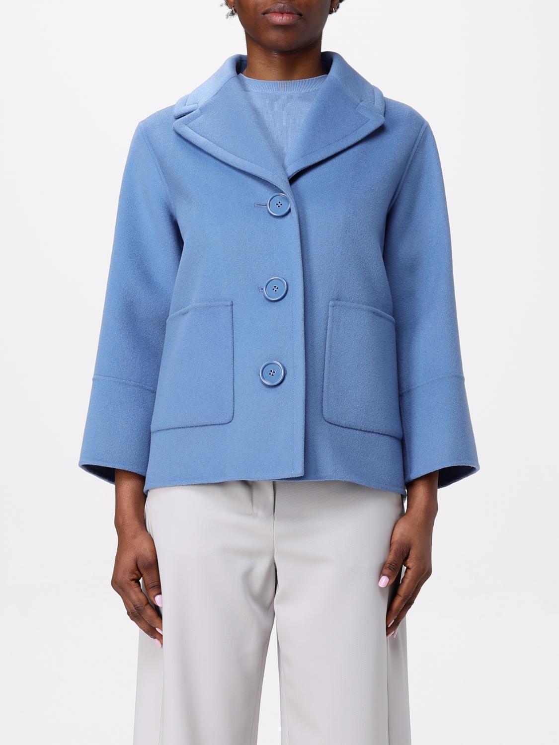 's Max Mara Cerulean Blue Wool Coat In Turquoise