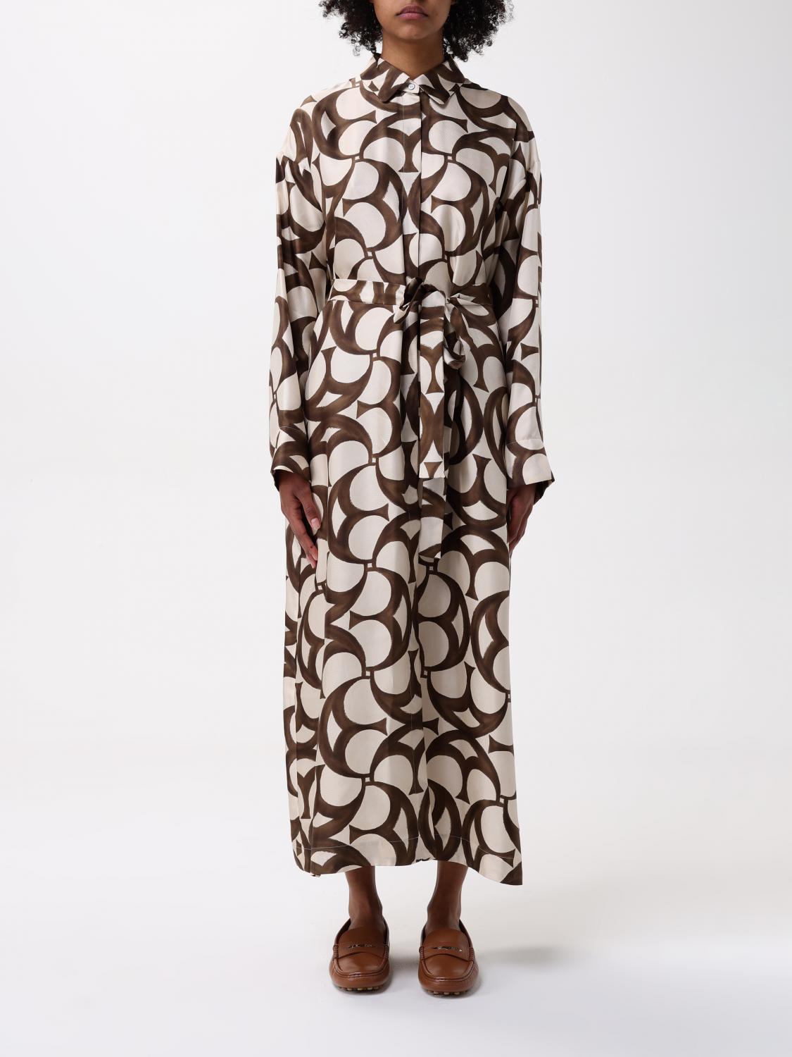 S Max Mara Alice Pleated Abstract-print Midi Dress In Ivory