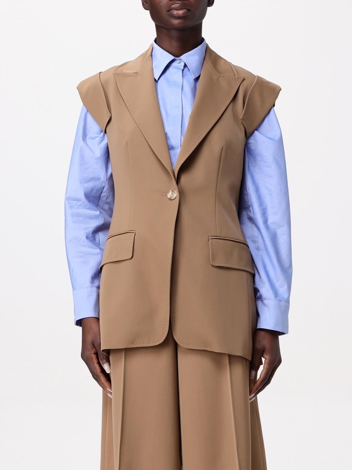 Max Mara Bergamo Sleeveless Virgin Wool Blazer In Camel