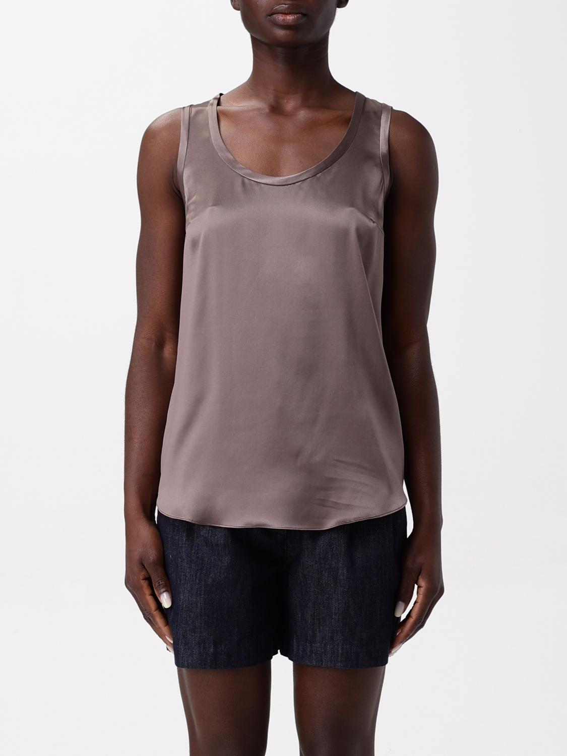 Brunello Cucinelli Silk-blend Tank Top In Brown