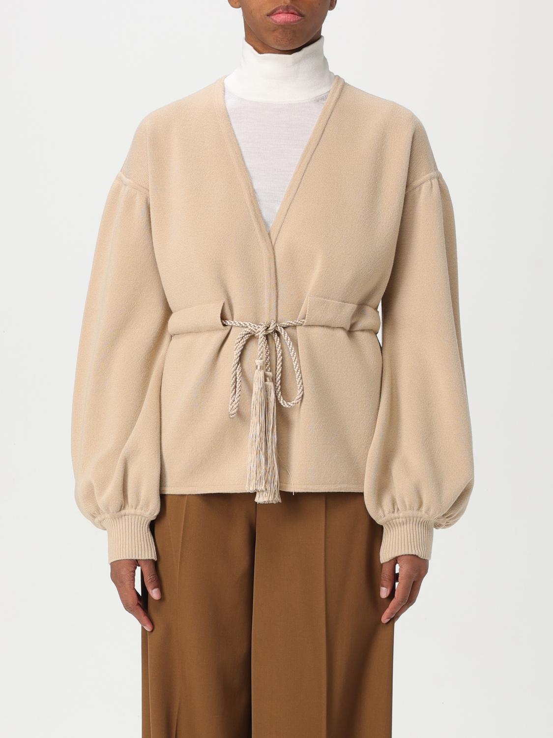 Max Mara Tiberio Belted Virgin Wool Cardigan In White