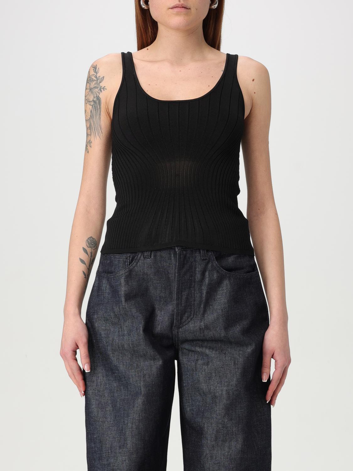 Mugler Knitted Tank Top In Black