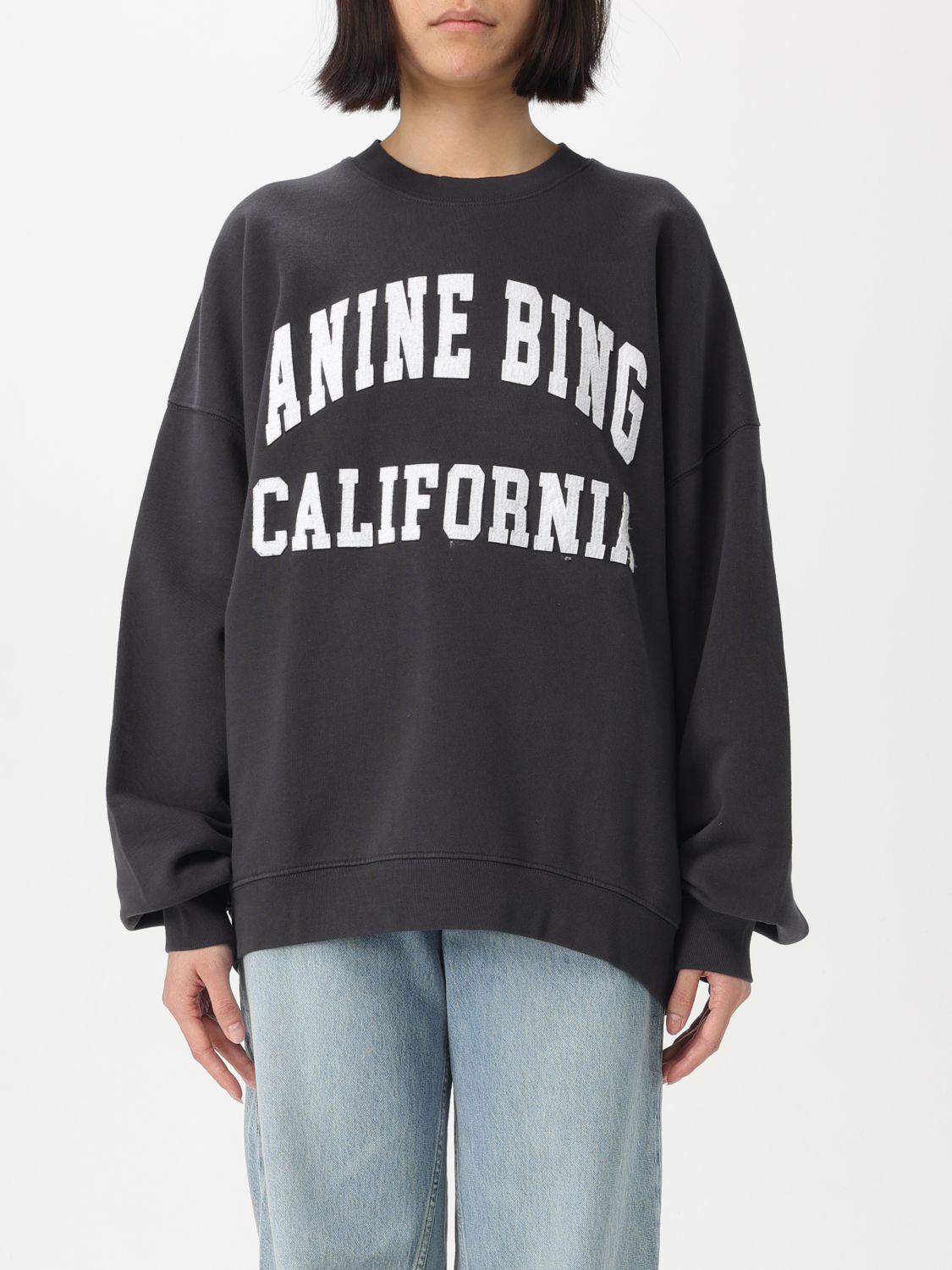 Shop Anine Bing Sweatshirt Woman Color Black