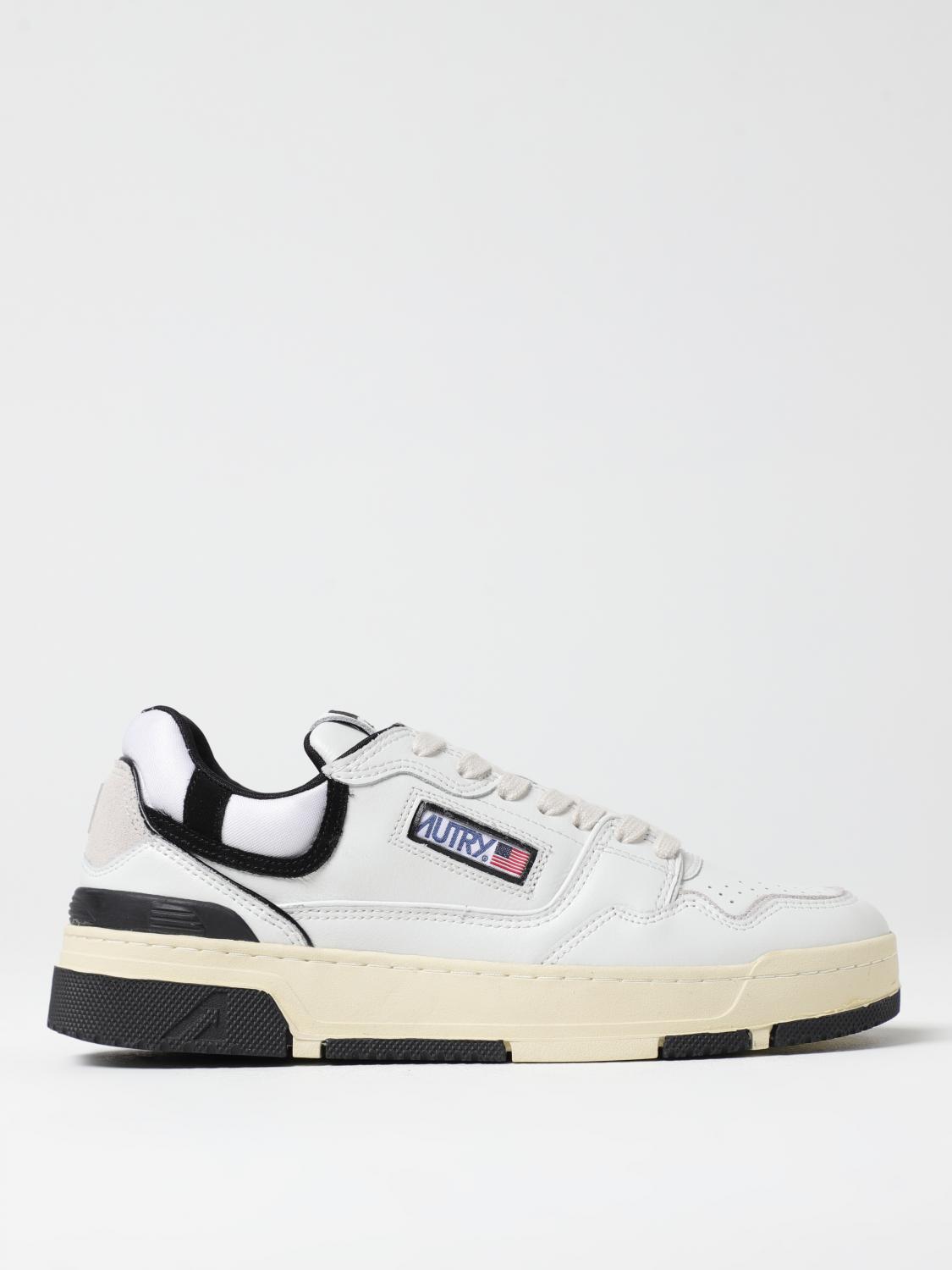 Autry White Low Top Sneakers With Black Details And Logo Patch In Leather And Suede Man In White