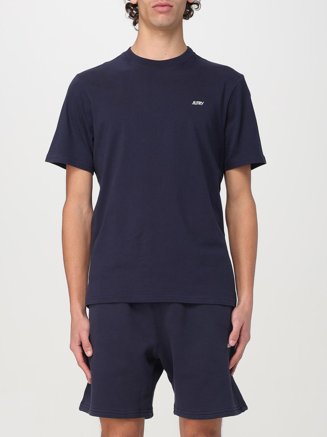 Shop Autry T-shirt Men Color Blue
