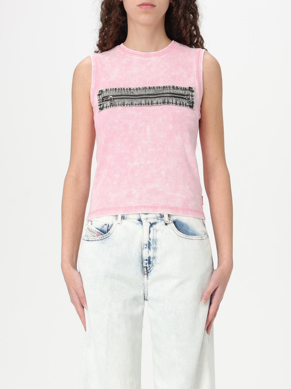 Diesel Zippered Sleeveless Vest In Pink