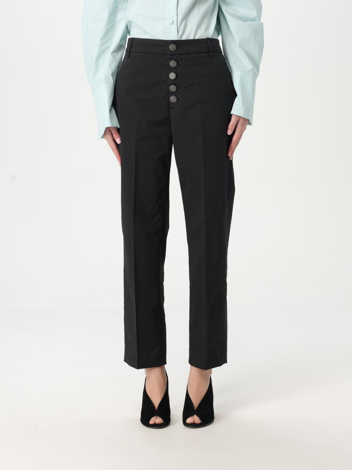 Dondup Single-breasted Buttoned Pleated Denim Trousers In Black