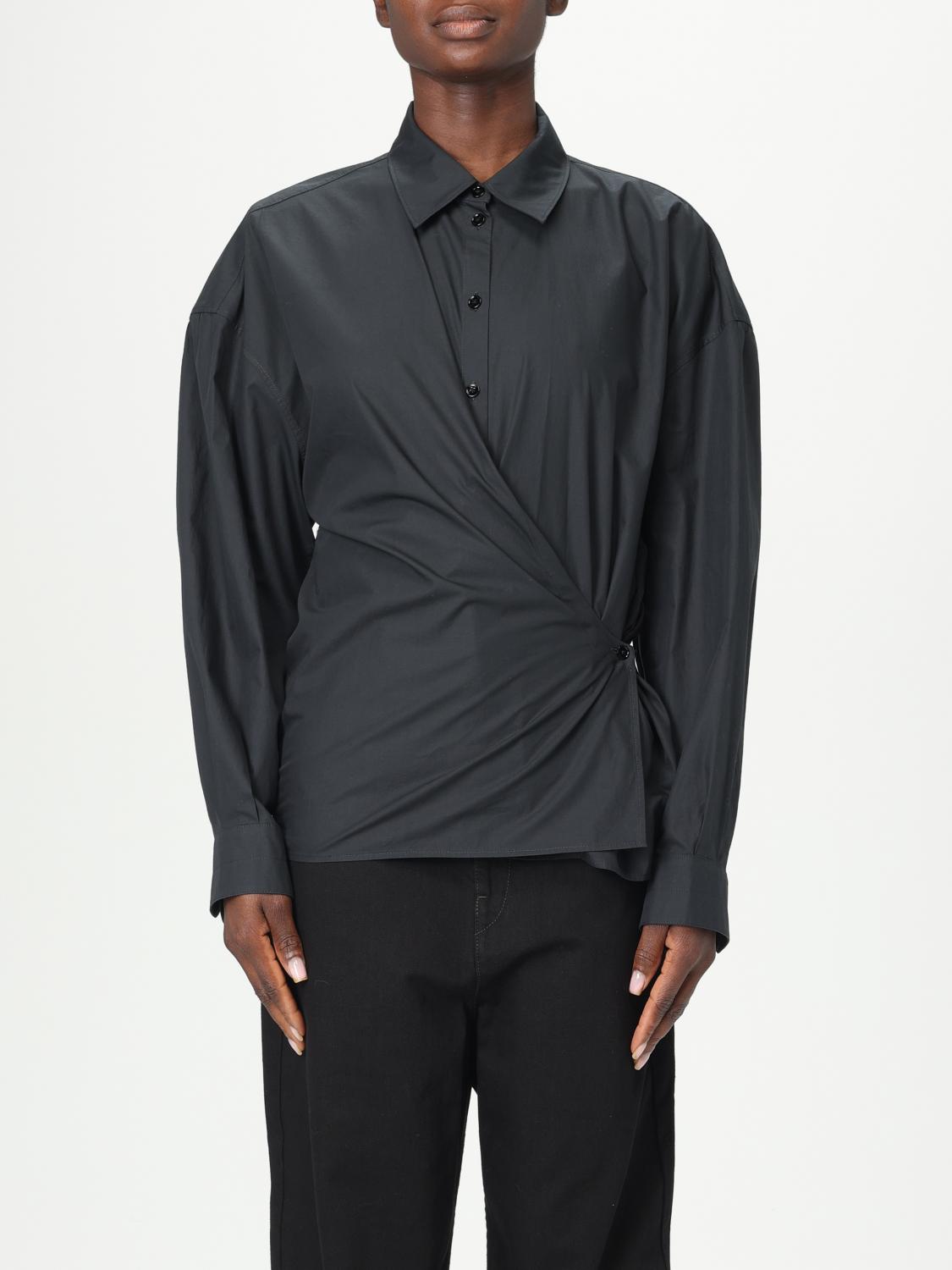 Lemaire 40 Asymmetric Long Sleeves Regular Collar In Black