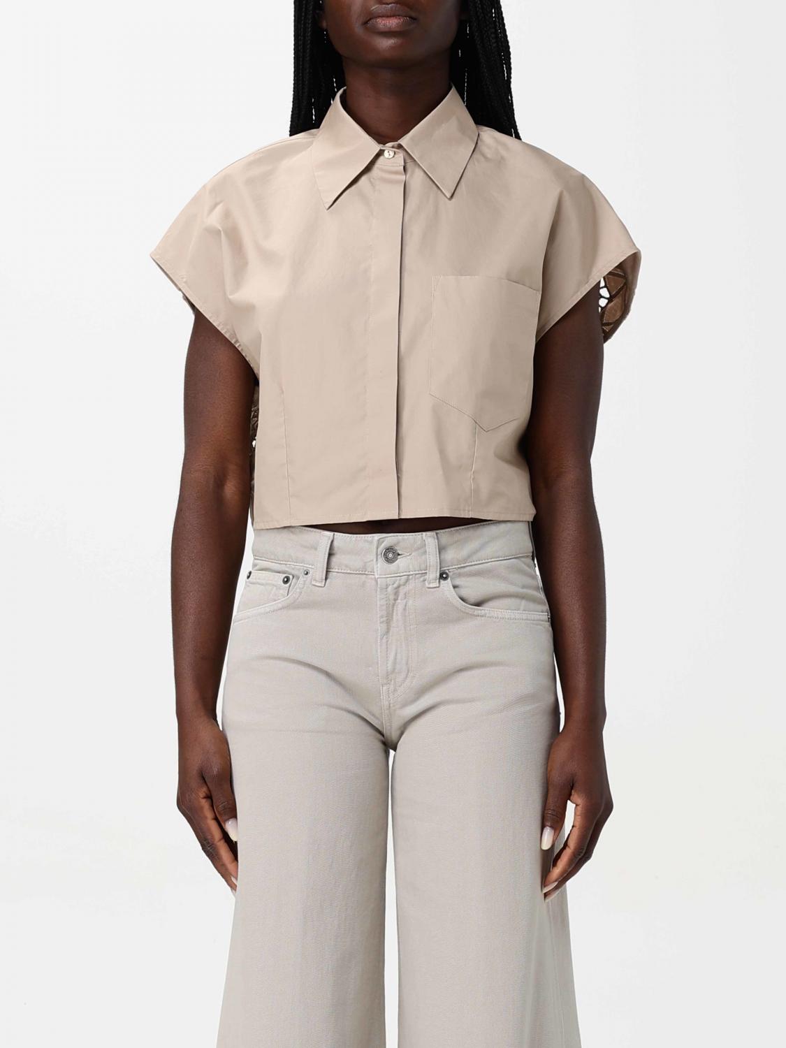 Shop Dondup Shirt Woman Color Beige