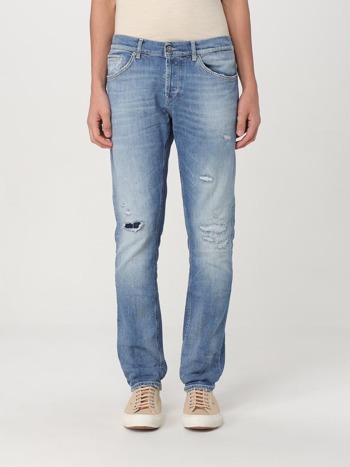 Dondup George Distressed Five-pocket Belted Trousers In Denim