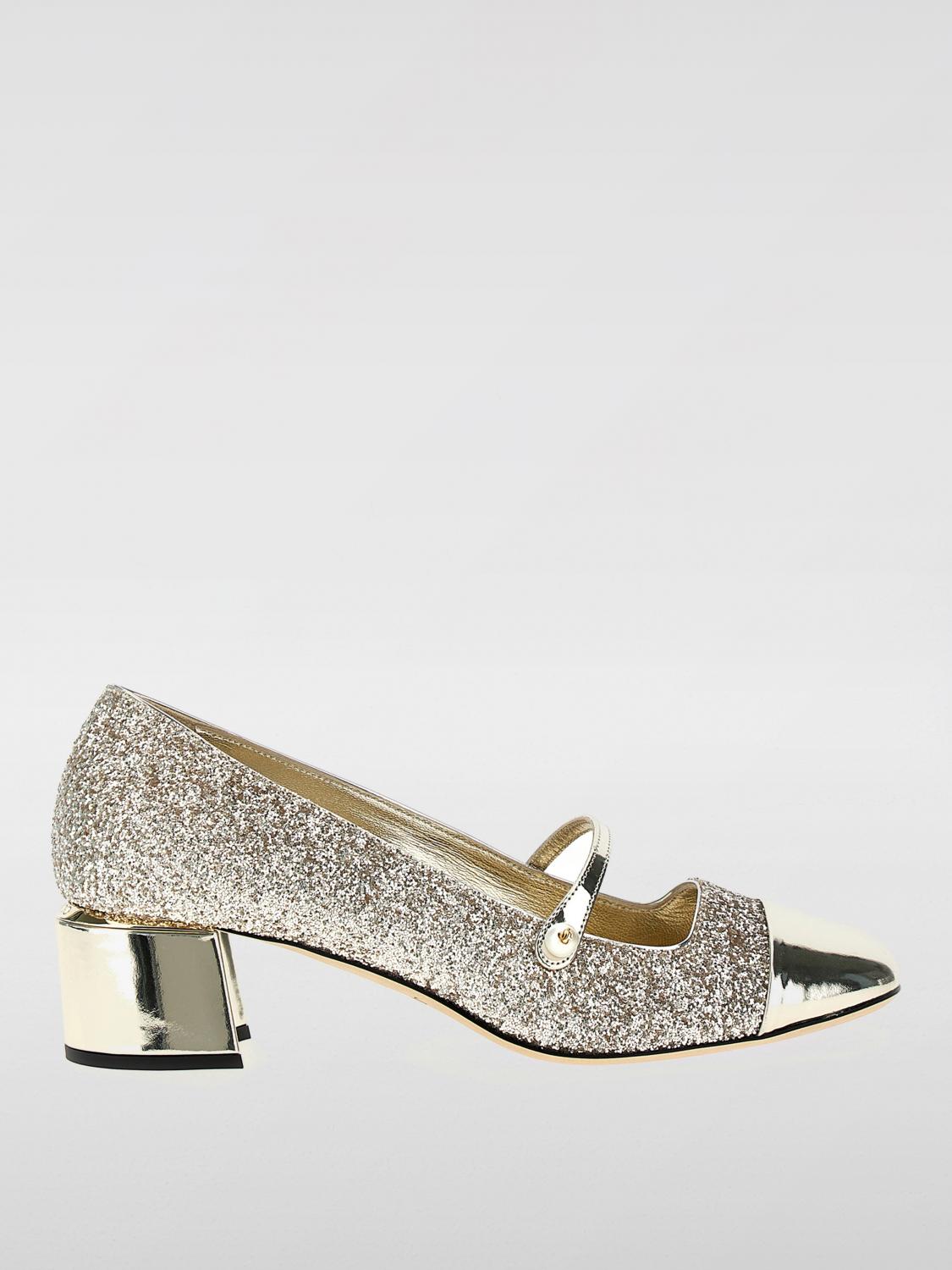 Jimmy Choo Glitter And Laminated Leather Pumps Color Gold And Sand In Silver