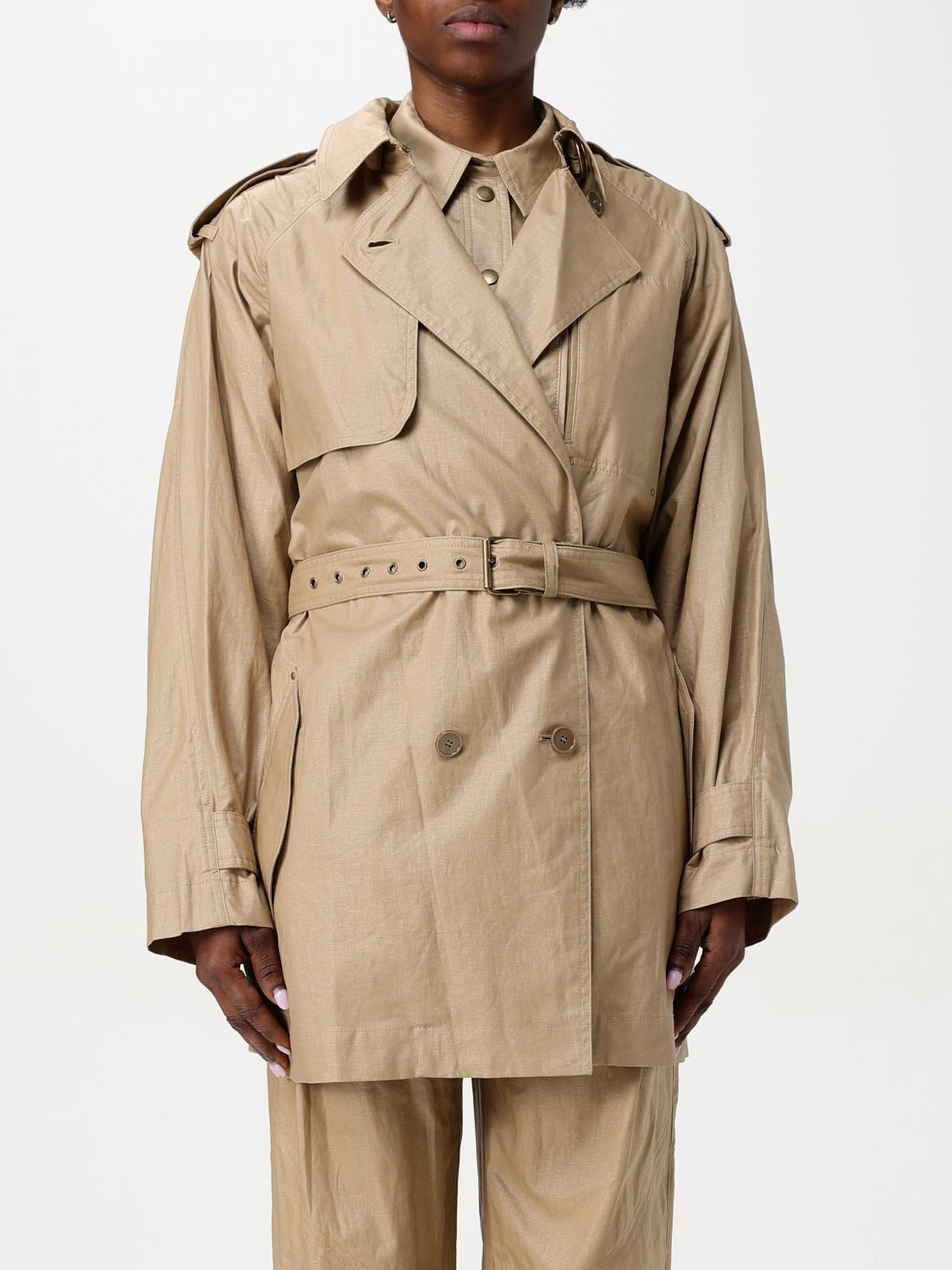 Isabel Marant Franny Animal Print Trench Coat In Beige