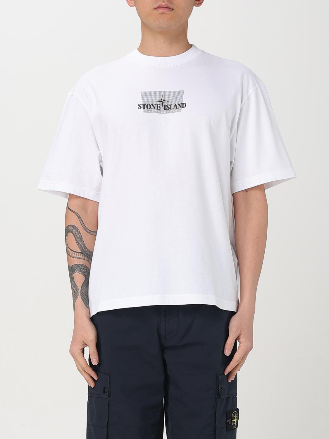 Shop Stone Island T-shirt Men Color White