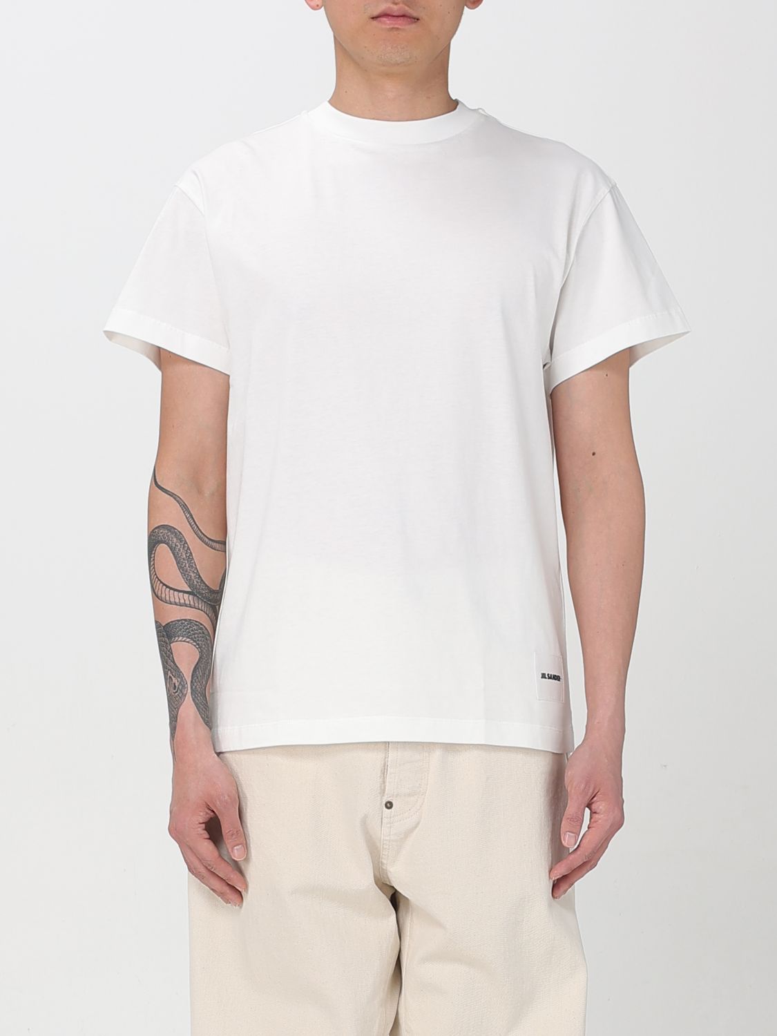 Jil Sander White Cotton T-shirt In Multicolor