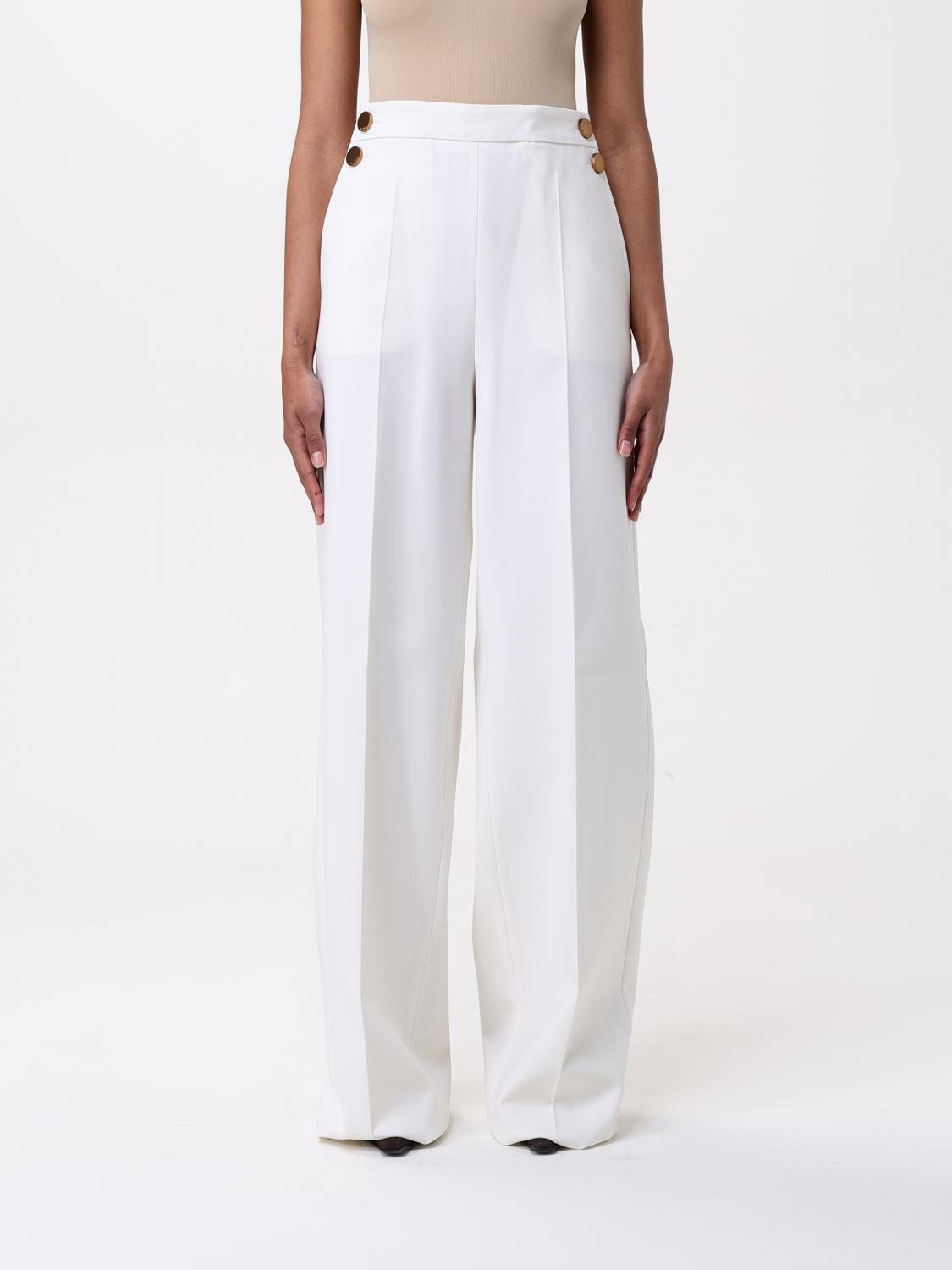 Max Mara Polonia Wide Leg Stretch Virgin Wool Canvas Pants In White