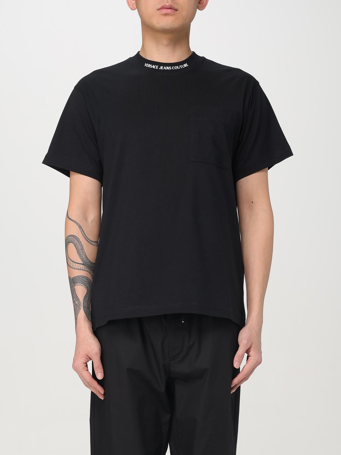 VERSACE JEANS COUTURE T-Shirt Men color Black　VERSACE JEANS COUTURE Tシャツ メンズ カラー ブラック VERSACE