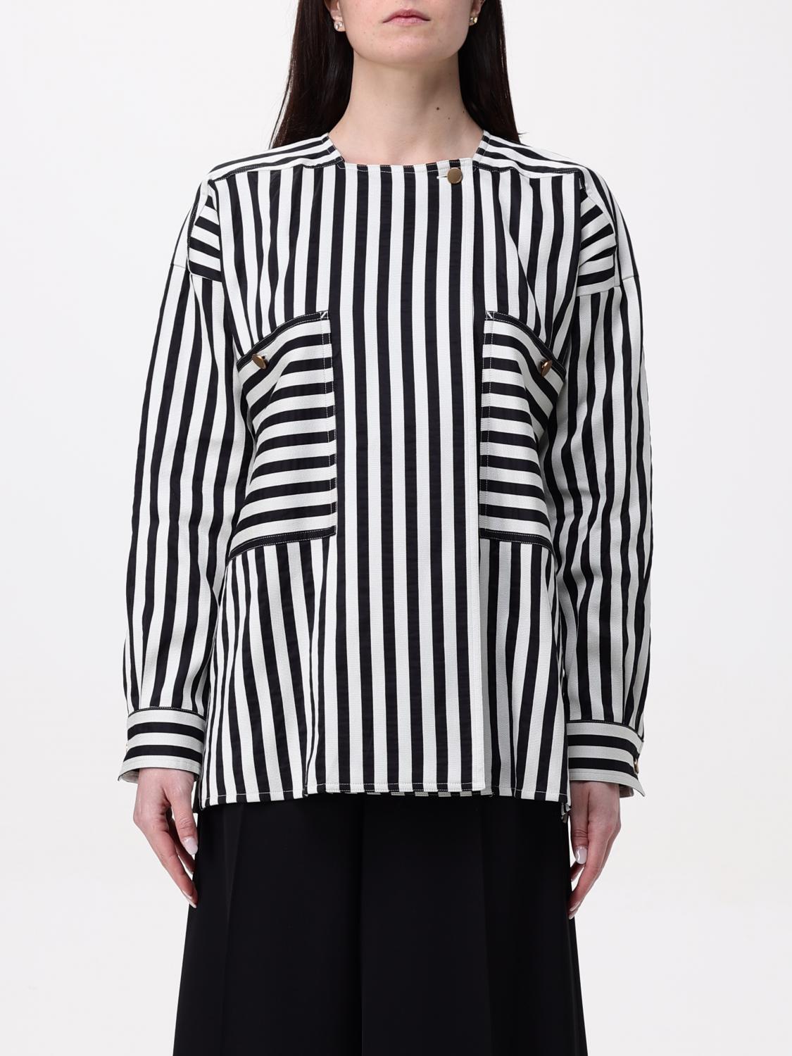 Max Mara Womens White Black Paio Striped Cotton And Silk-blend Shirt In White