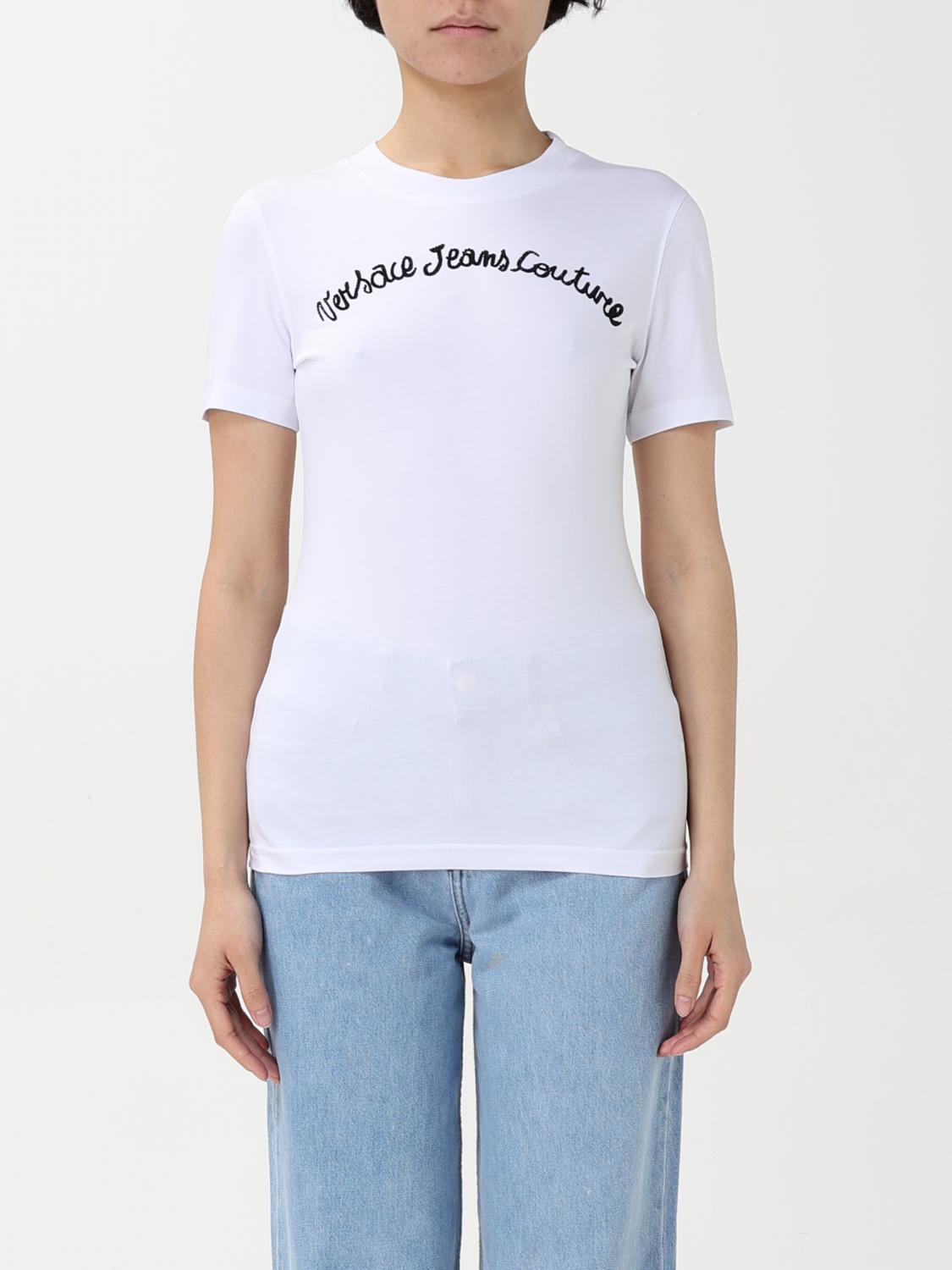 VERSACE JEANS COUTURE T-Shirt Woman color White　VERSACE JEANS COUTURE Tシャツ 女性カラー ホワイト VERSACE