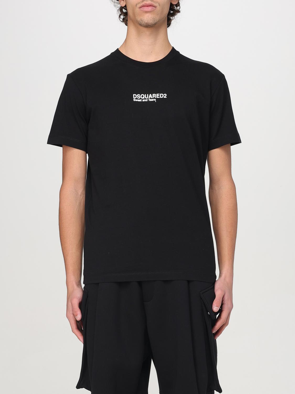 Dsquared2 Cool Fit Tee Black T-shirt With Logo Print On The Front In Cotton Man In Black