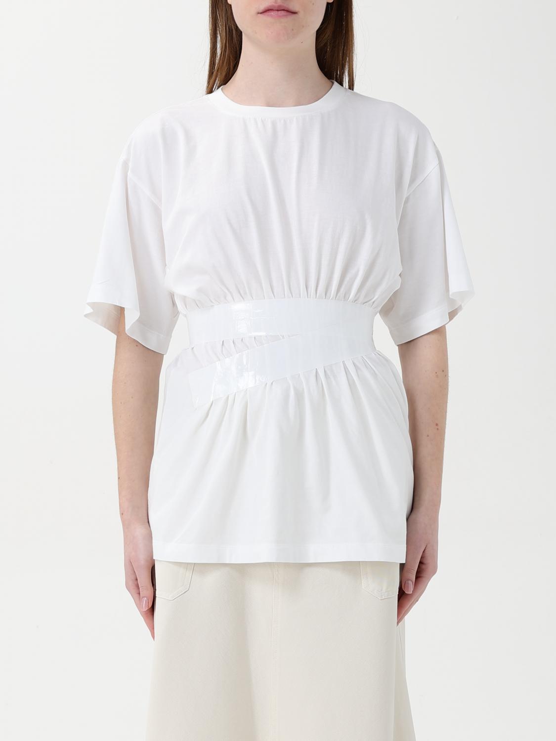 Mm6 Maison Margiela Crew-neck Cotton T-shirt Elastic Waistband In White