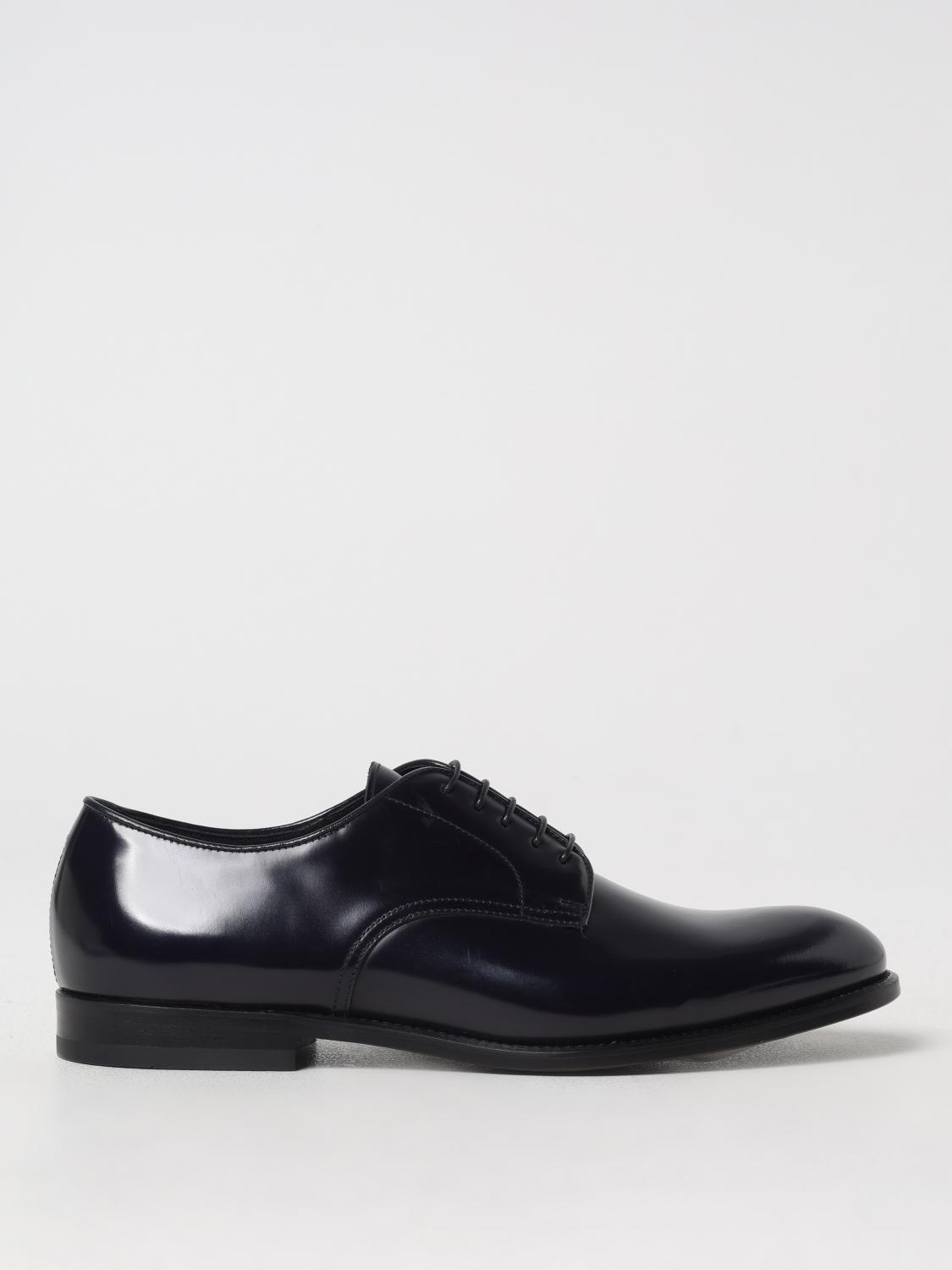Doucal's Derby Lace-ups In Dark Brown Leather In Blau