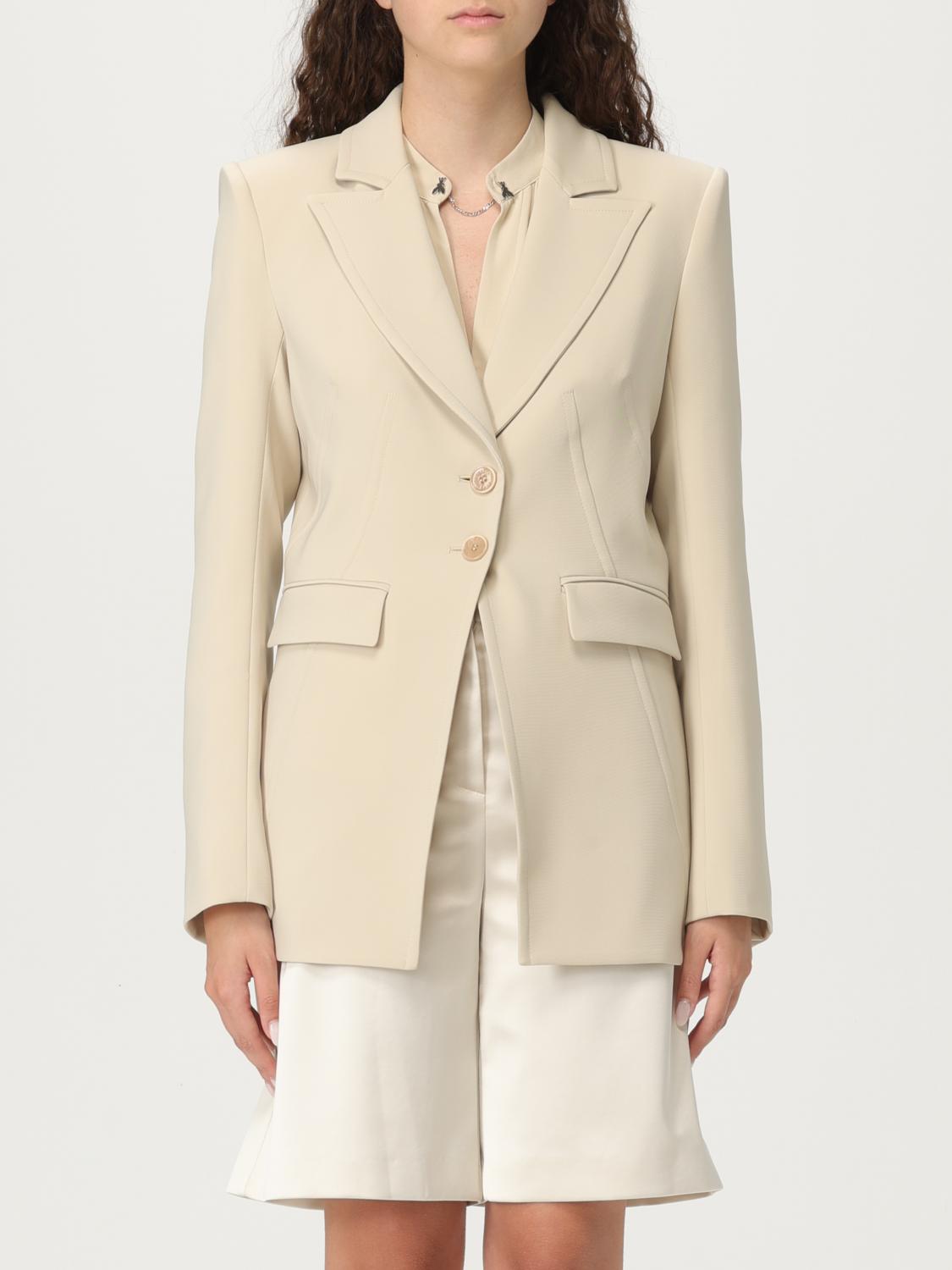 Patrizia Pepe Padded-shoulder Jacket In Neutral