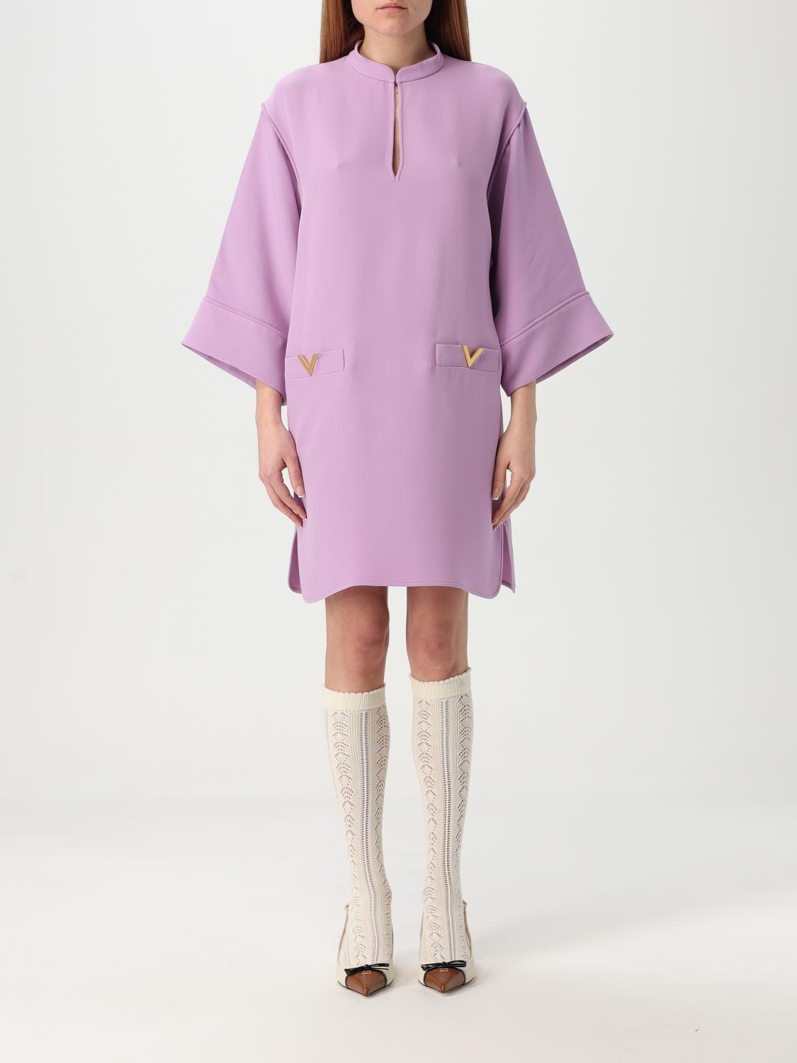 Valentino Light Purple Vlogo Mini Dress In Lavander