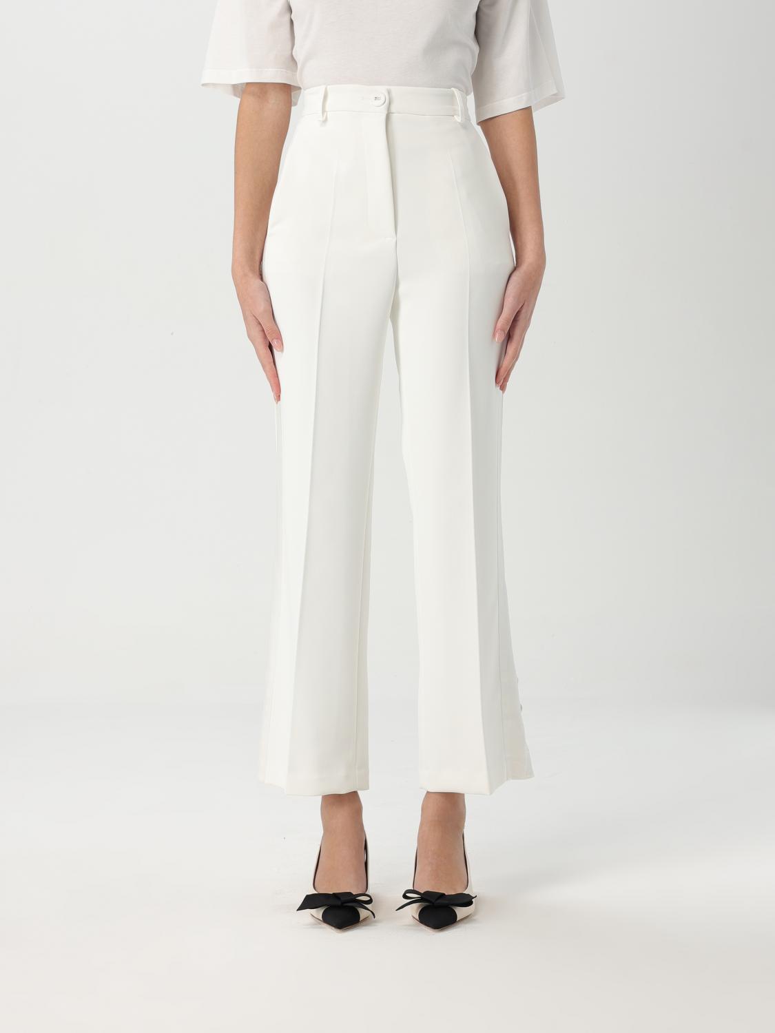 Elisabetta Franchi Pants Woman Color Ivory In Ivory