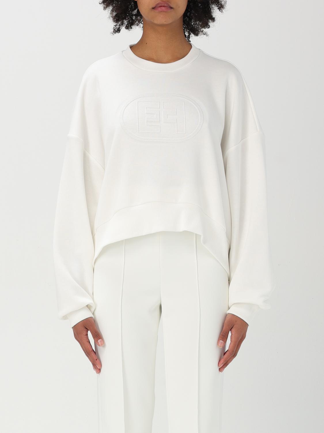 Elisabetta Franchi Sweatshirt Woman Color Ivory In Ivory