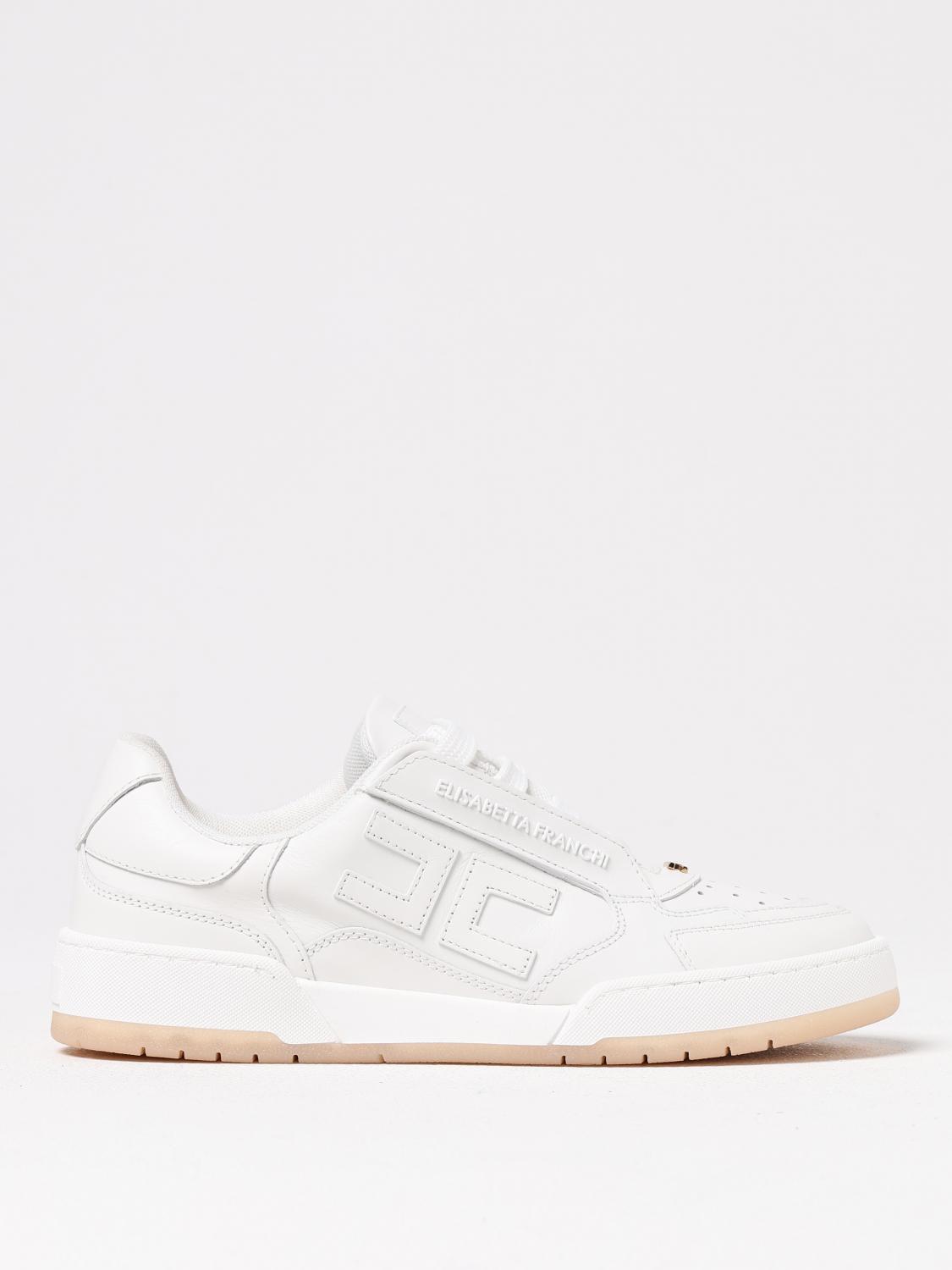 Elisabetta Franchi Ivory Leather Sneaker In White