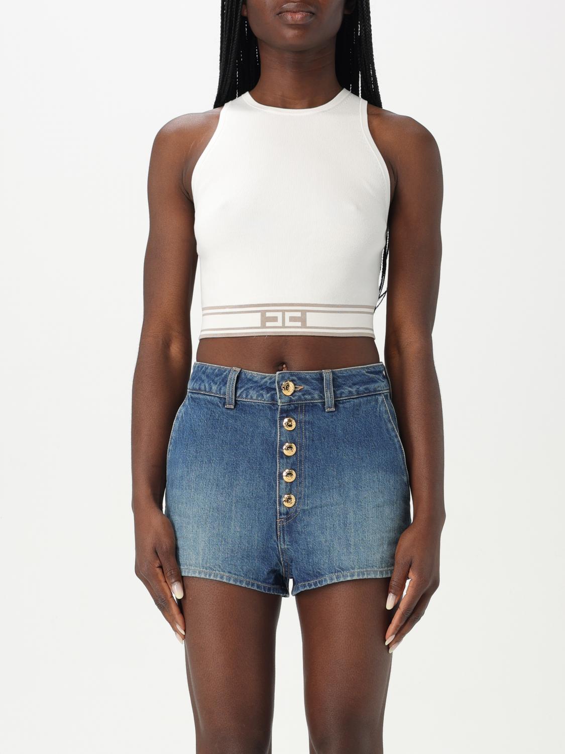 Elisabetta Franchi Contrasting-band Tank Top In White