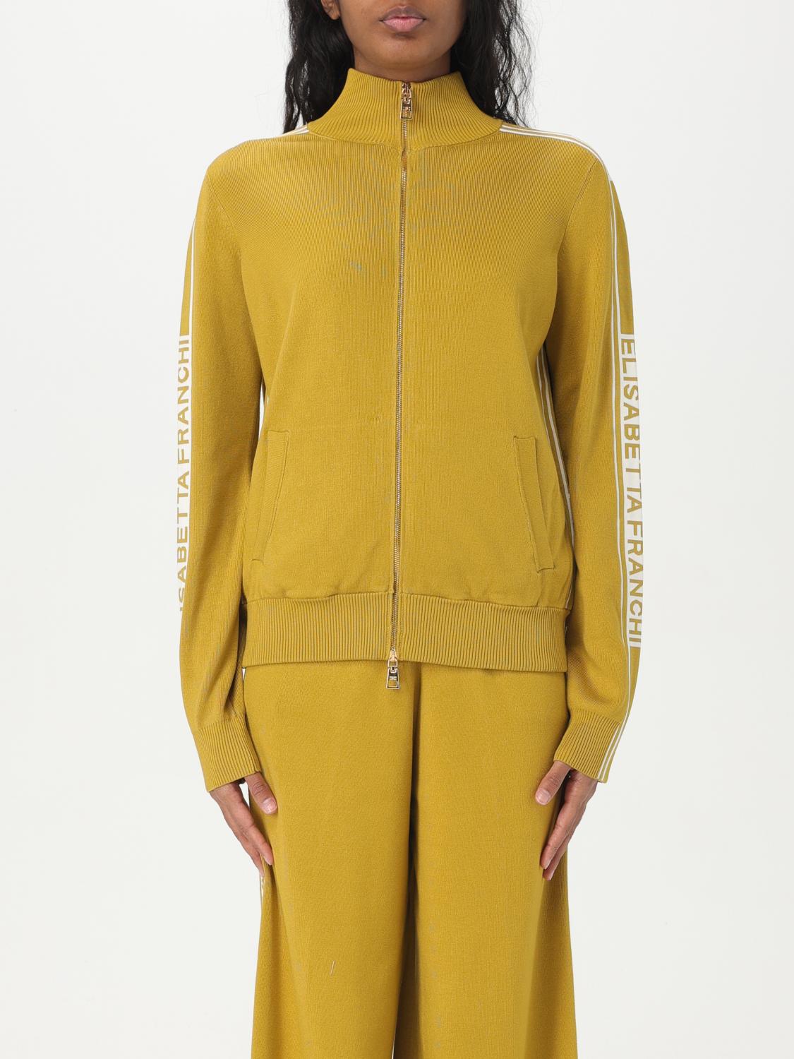 Elisabetta Franchi Tricot Yellow Sweater With Logo In Gelb