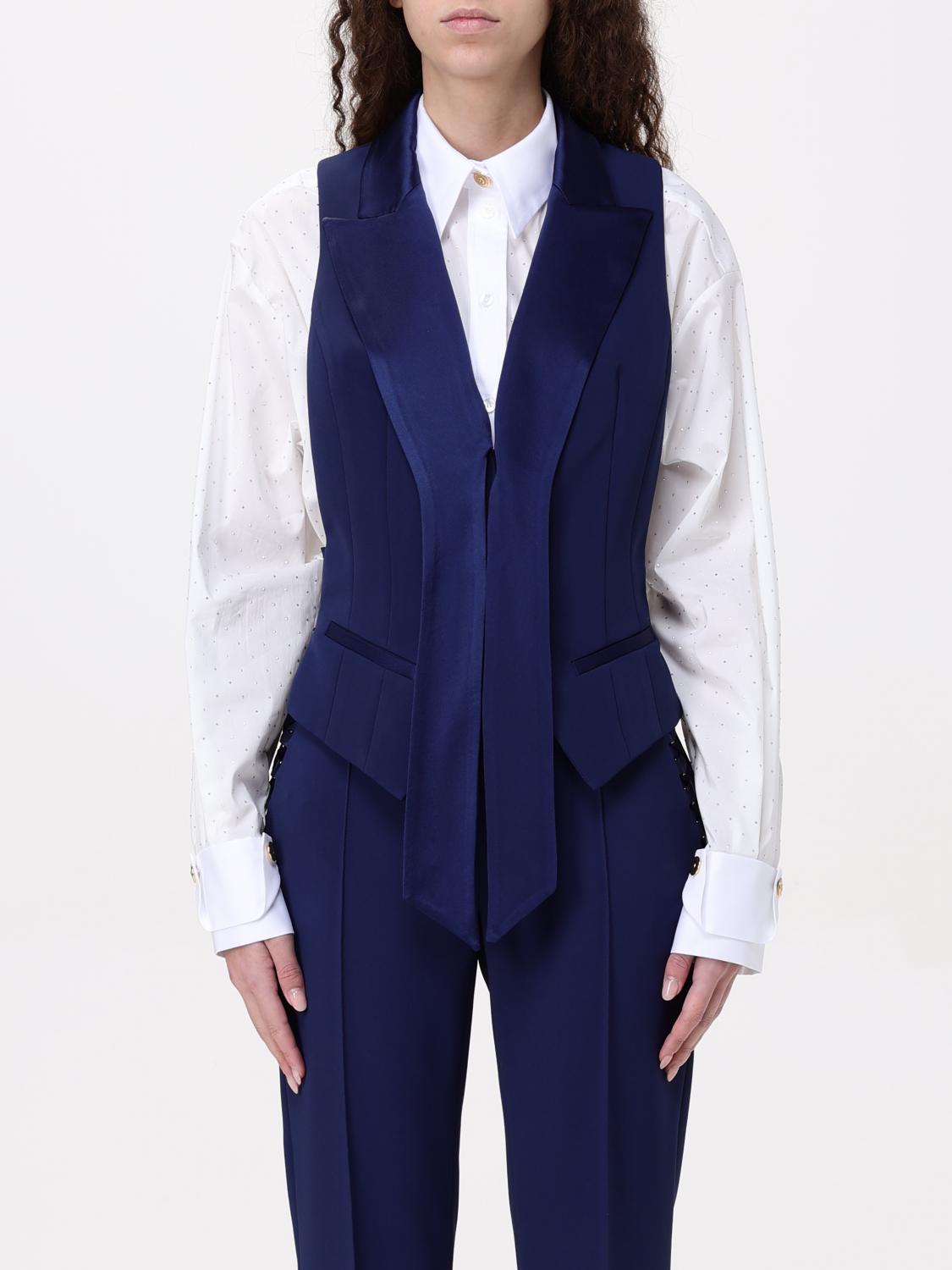 Elisabetta Franchi Crepe Tuxedo Waistcoat In Blue