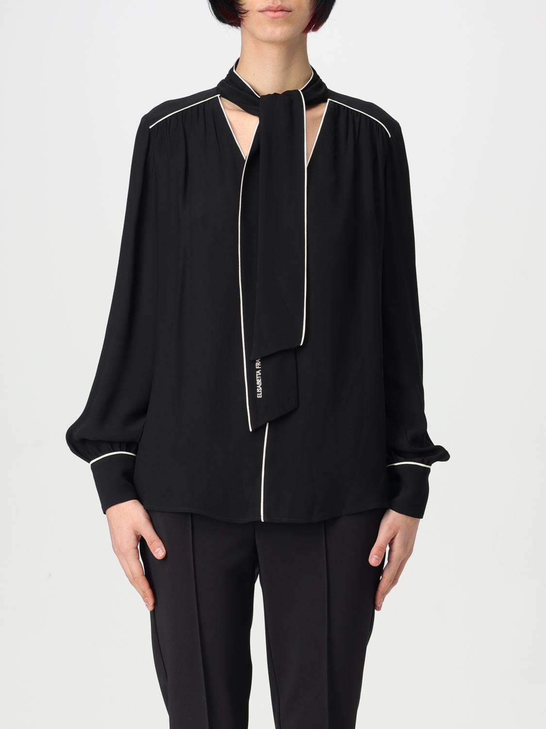 Elisabetta Franchi Shirt With Scarf And Piping In Black