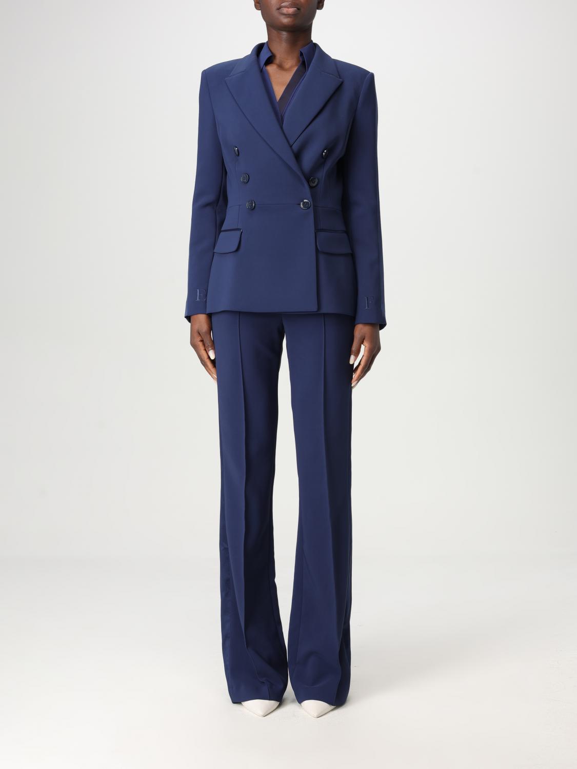 Elisabetta Franchi Long-sleeved Suit And Trouser Set In Blue