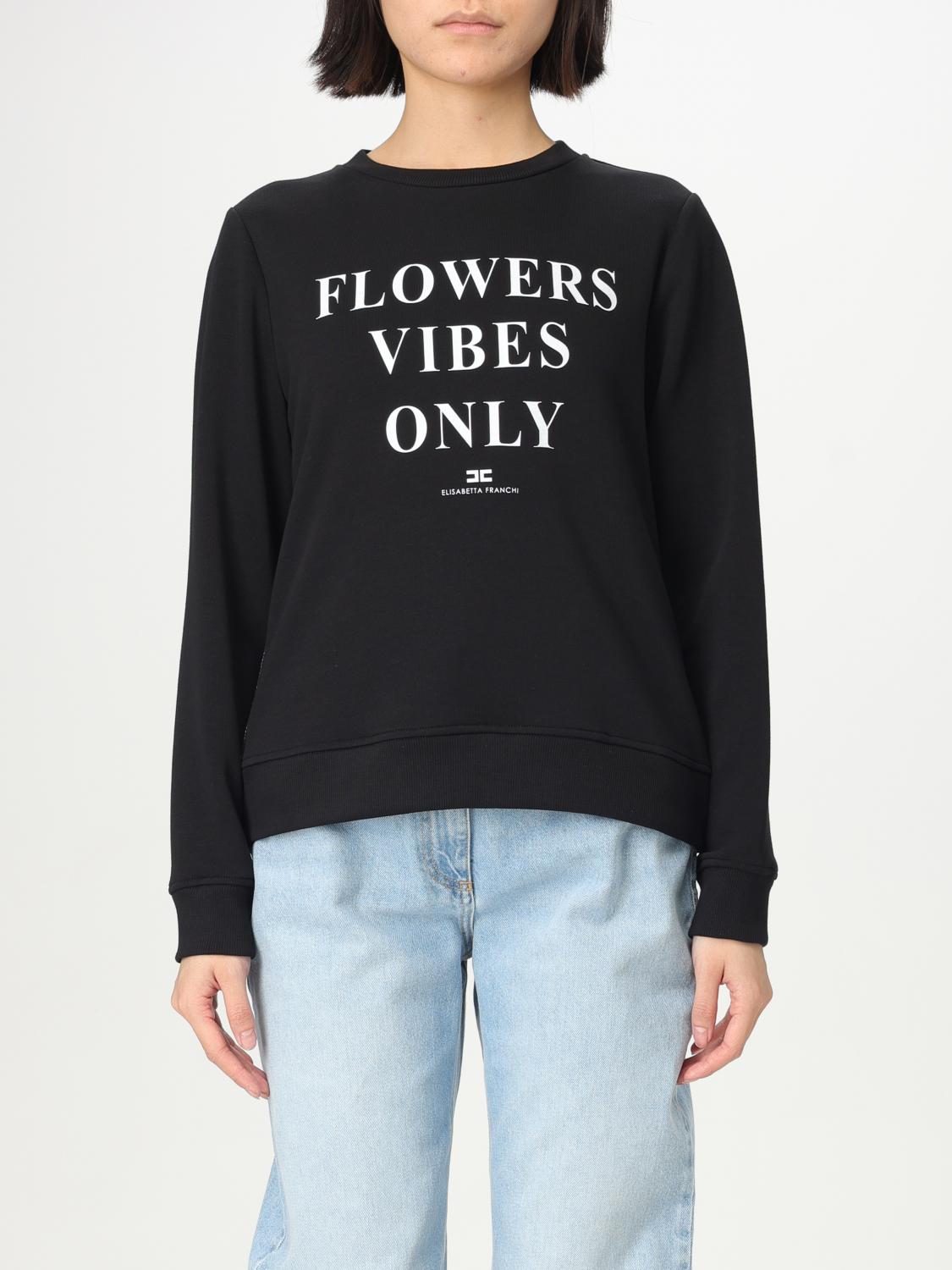 Elisabetta Franchi Black Sweater With Writing In Schwarz