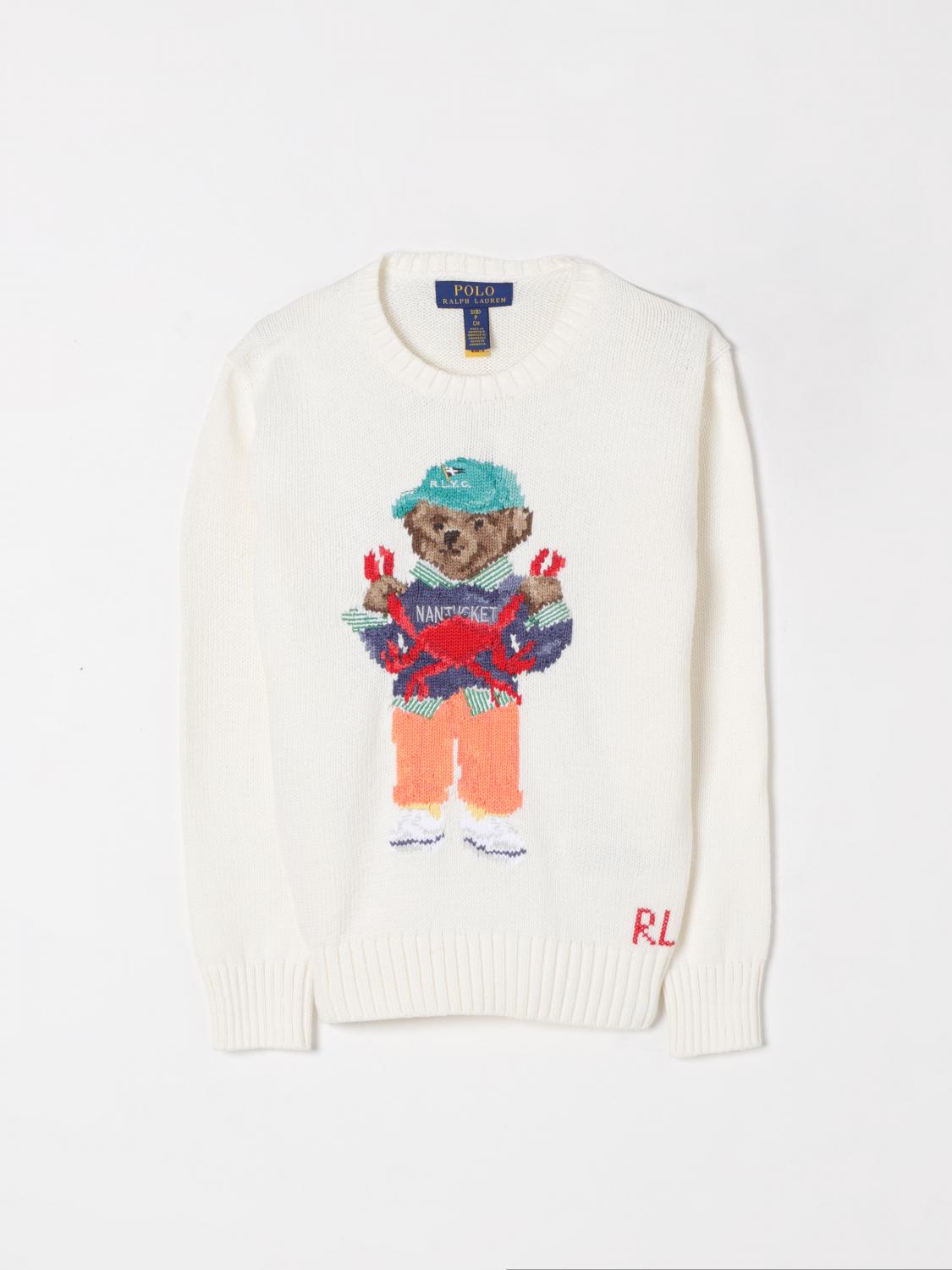 Polo Ralph Lauren Polo Bear Cotton Sweater In Blue